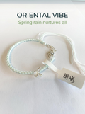 ORIENTAL VIBE | Rain Water "Spring Rain Nurtures All" Pale blueHand-Woven Dragon Scale Bracelet with Silver Butterfly Charm