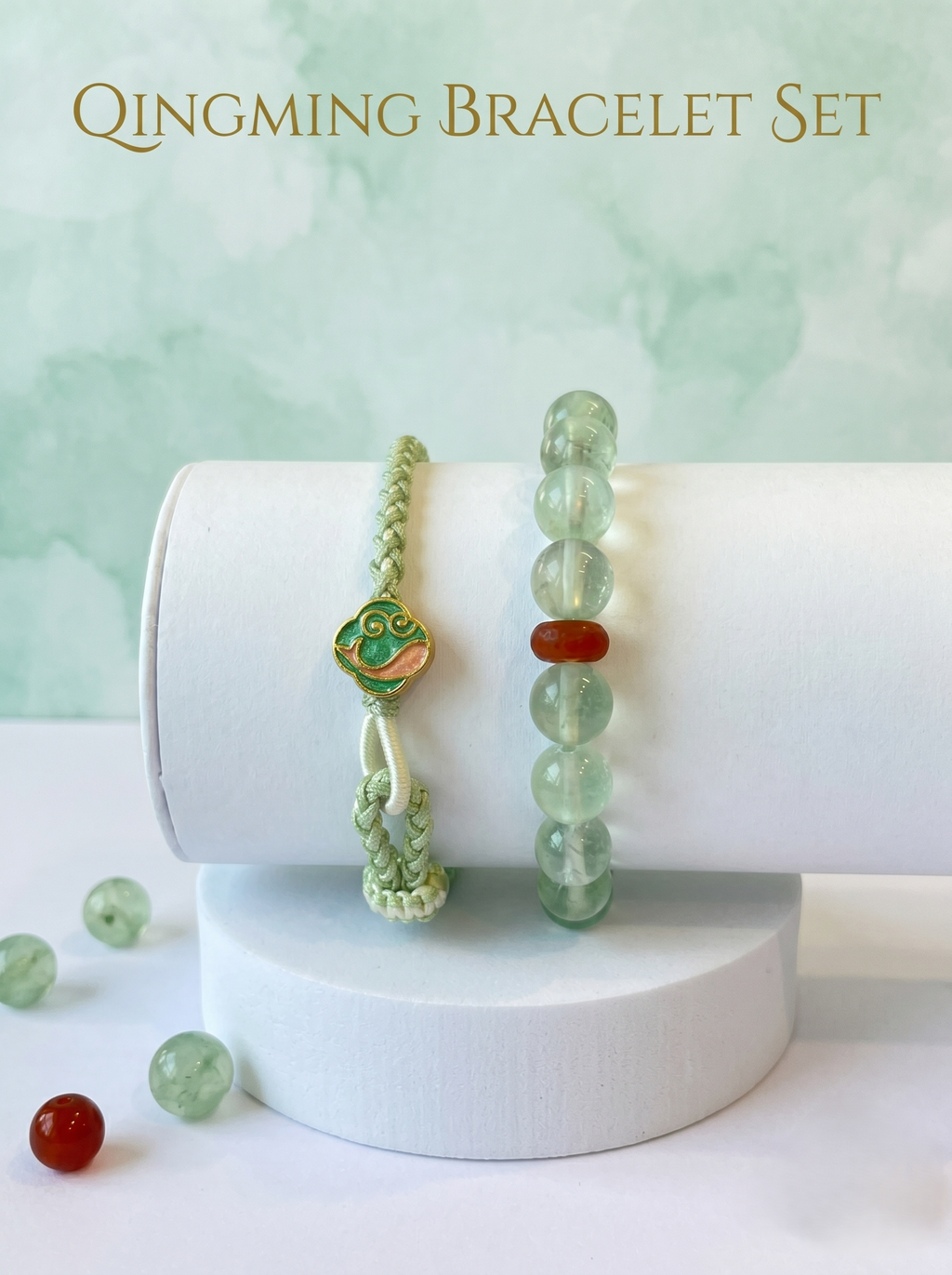ORIENTAL VIBE | Pure Brightness "Serene Spring" Hand-Woven Dragon Scale Bracelet with Single-Loop Clasp Ends, Adjustable