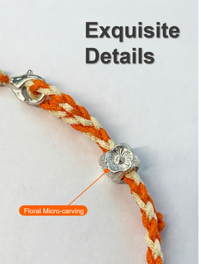 ORIENTAL VIBE | Autumn Equinox Handcrafted Dragon Scale Bracelet with Silver Floral Ornament, Adjustable