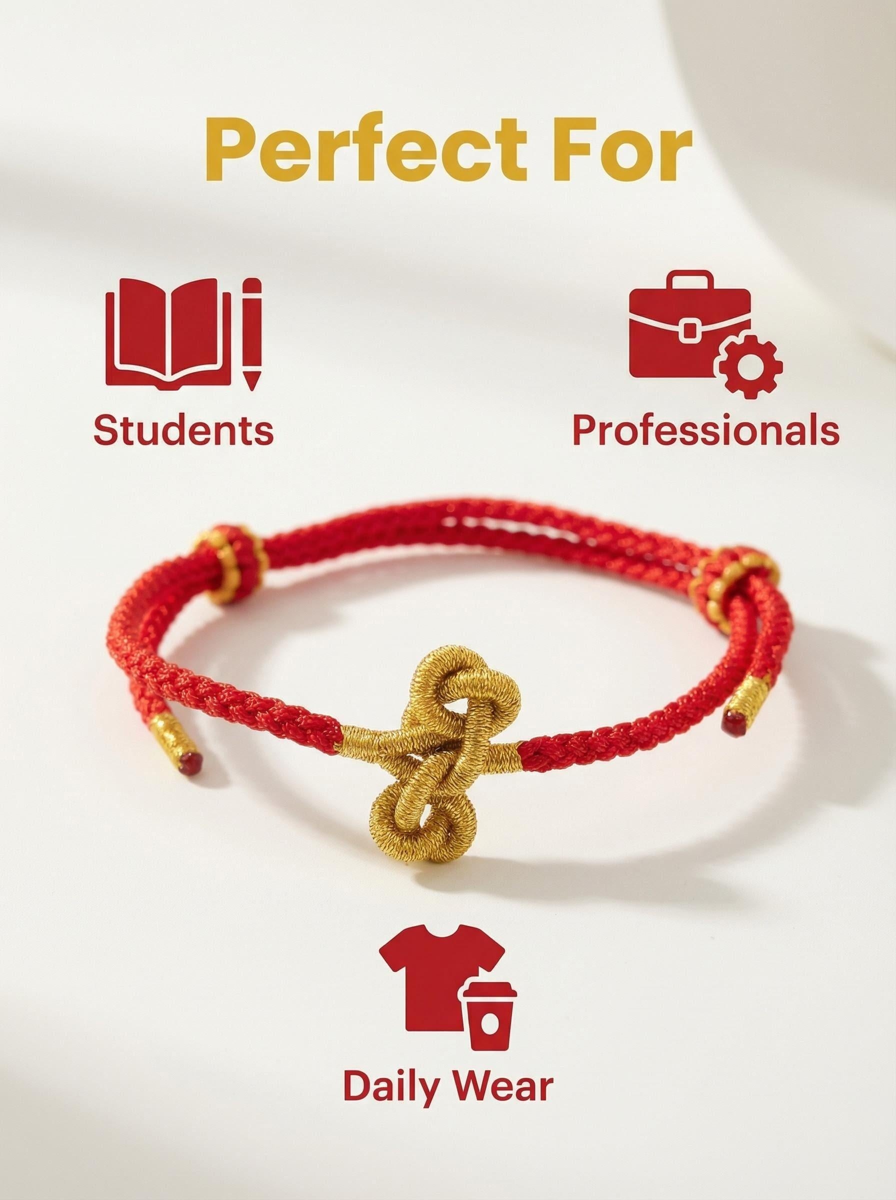 ORIENTAL VIBE: "Wen Chang" Academic & Career Success Red Cord Bracelet