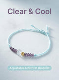 ORIENTAL VIBE | Light Blue Braided Cord Amethyst Bead Adjustable Bracelet
