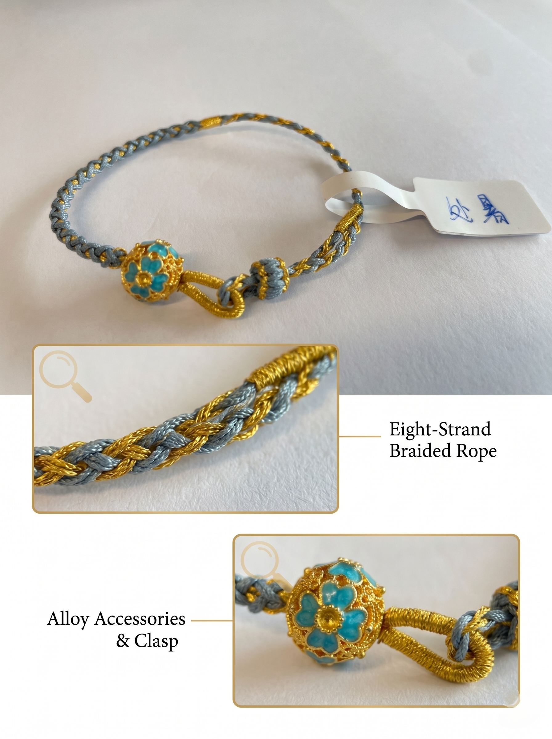 ORIENTAL VIBE | End of Heat Handcrafted Dragon Scale Bracelet with Gold Hollow Lucky Bead, Adjustable