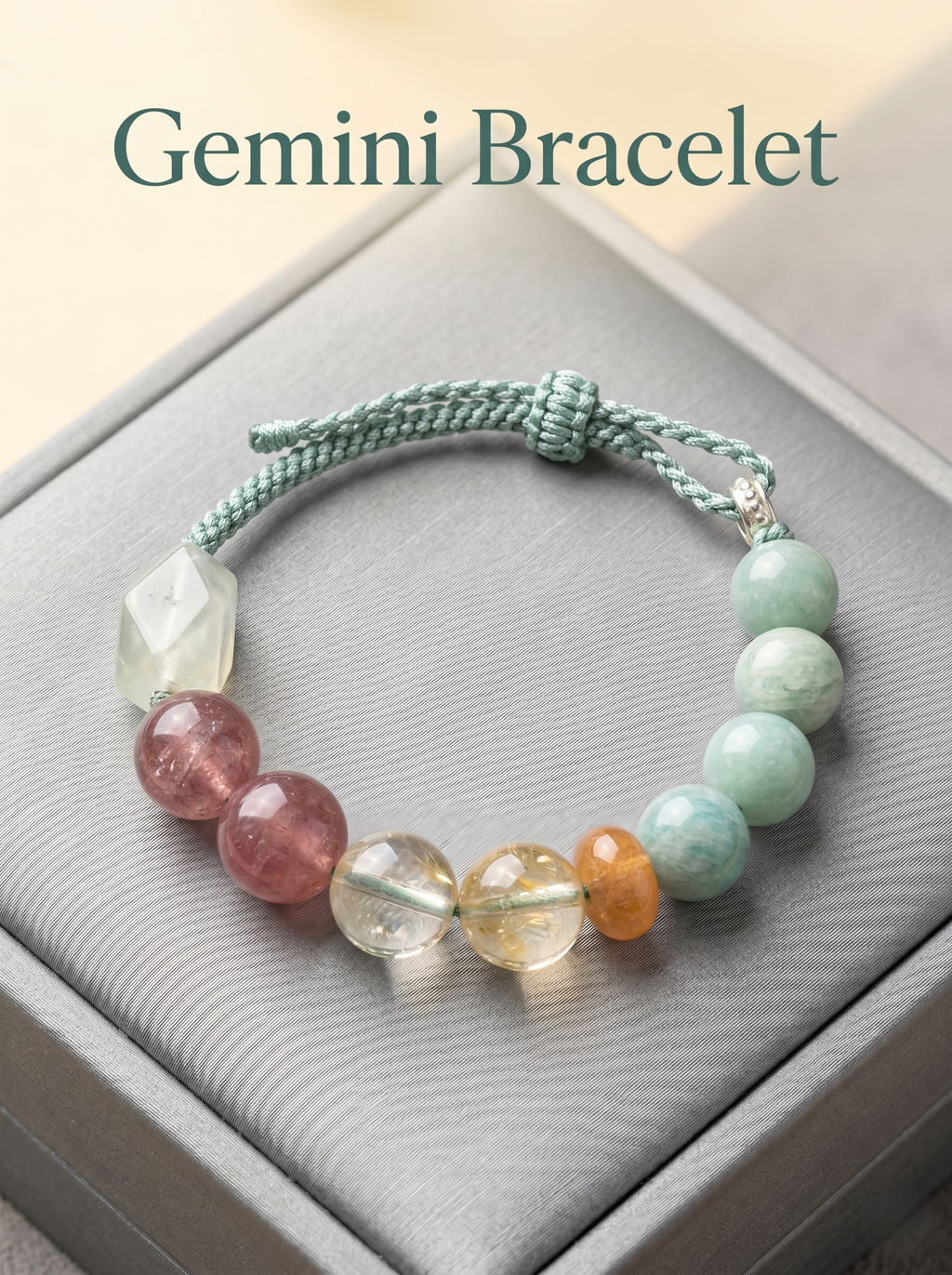 ORIENTAL VIBE Gemini Zodiac Crystal Energy Bracelet - Hand-Woven Healing Bracelet for Balance & Creativity