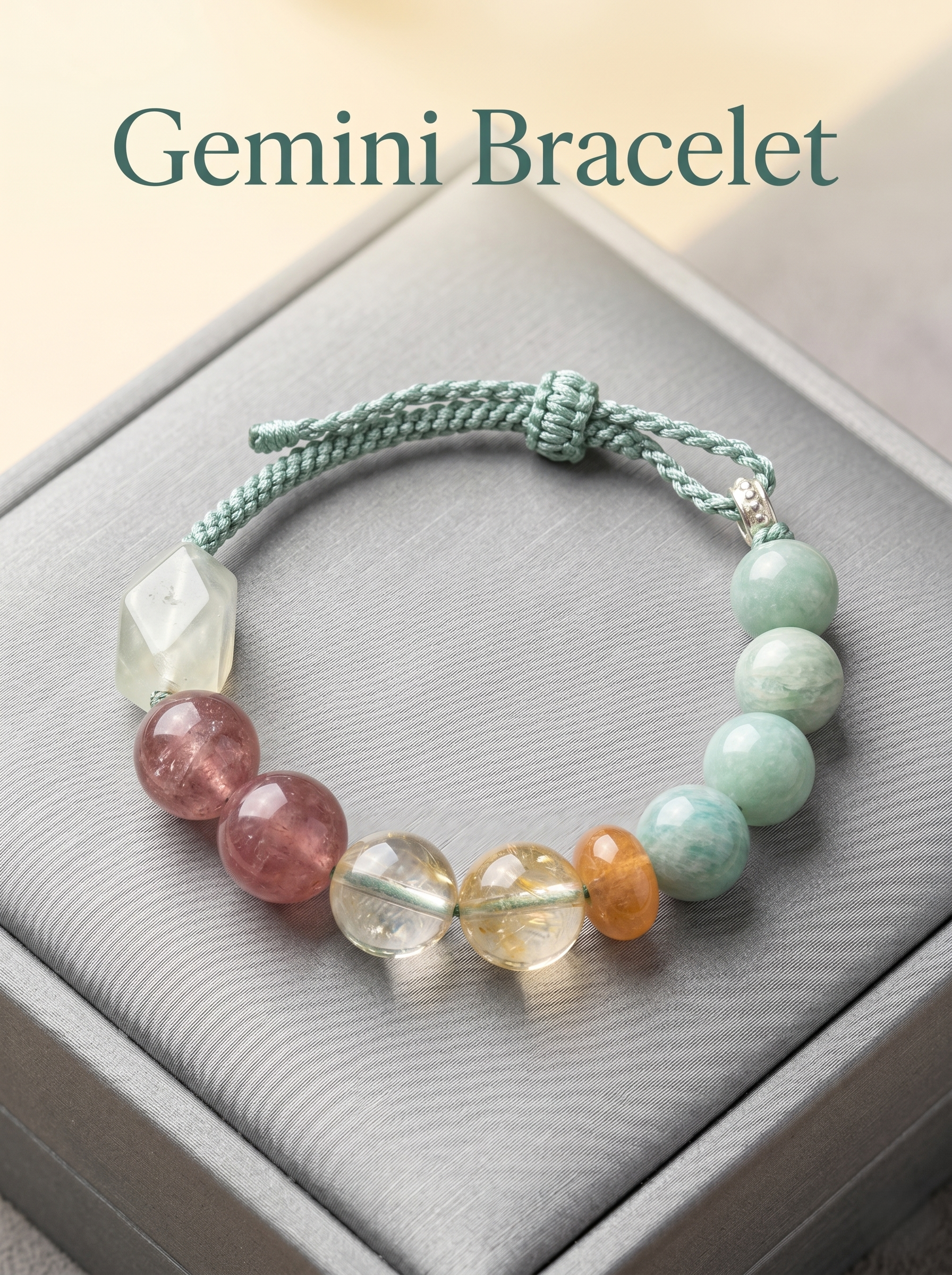 ORIENTAL VIBE Gemini Zodiac Crystal Energy Bracelet - Hand-Woven Healing Bracelet for Balance & Creativity