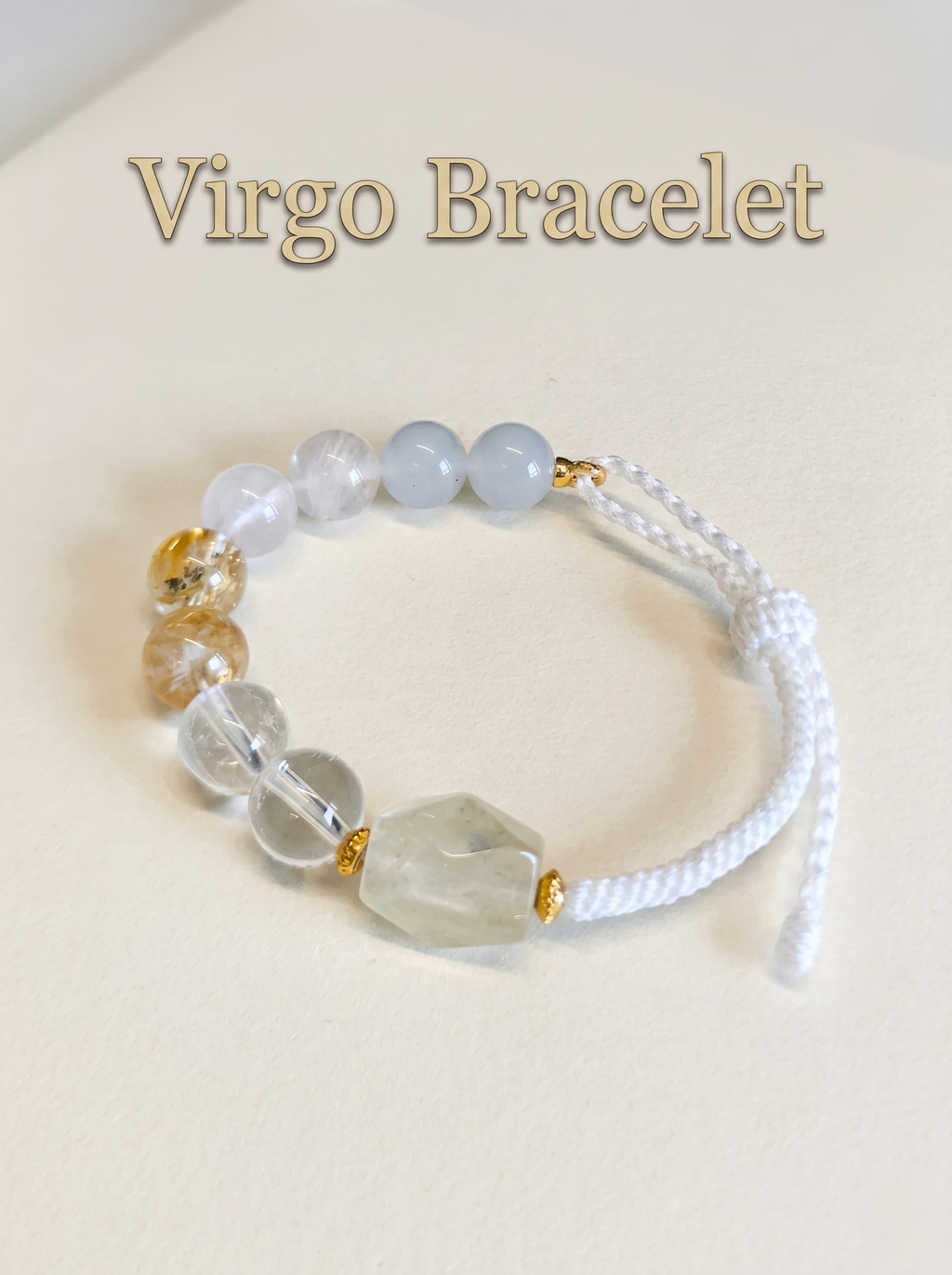 ORIENTAL VIBE Virgo Zodiac Crystal Energy Bracelet - Hand-Woven Citrine & Clear Quartz Bracelet for Clarity & Protection
