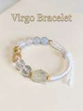 ORIENTAL VIBE Virgo Zodiac Crystal Energy Bracelet - Hand-Woven Citrine & Clear Quartz Bracelet for Clarity & Protection