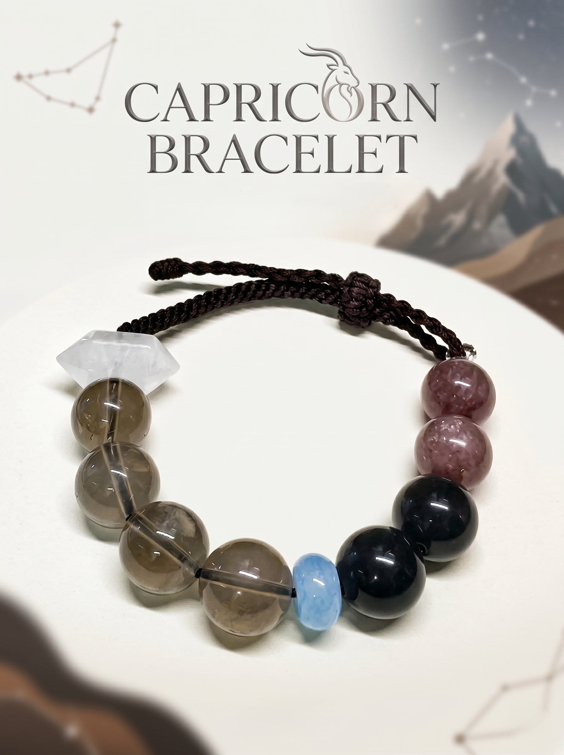 ORIENTAL VIBE | Capricorn Crystal Energy Bracelet – Handcrafted Braided Rope with Multi-Crystal Power to Awaken Resilience & Steadfast Protection