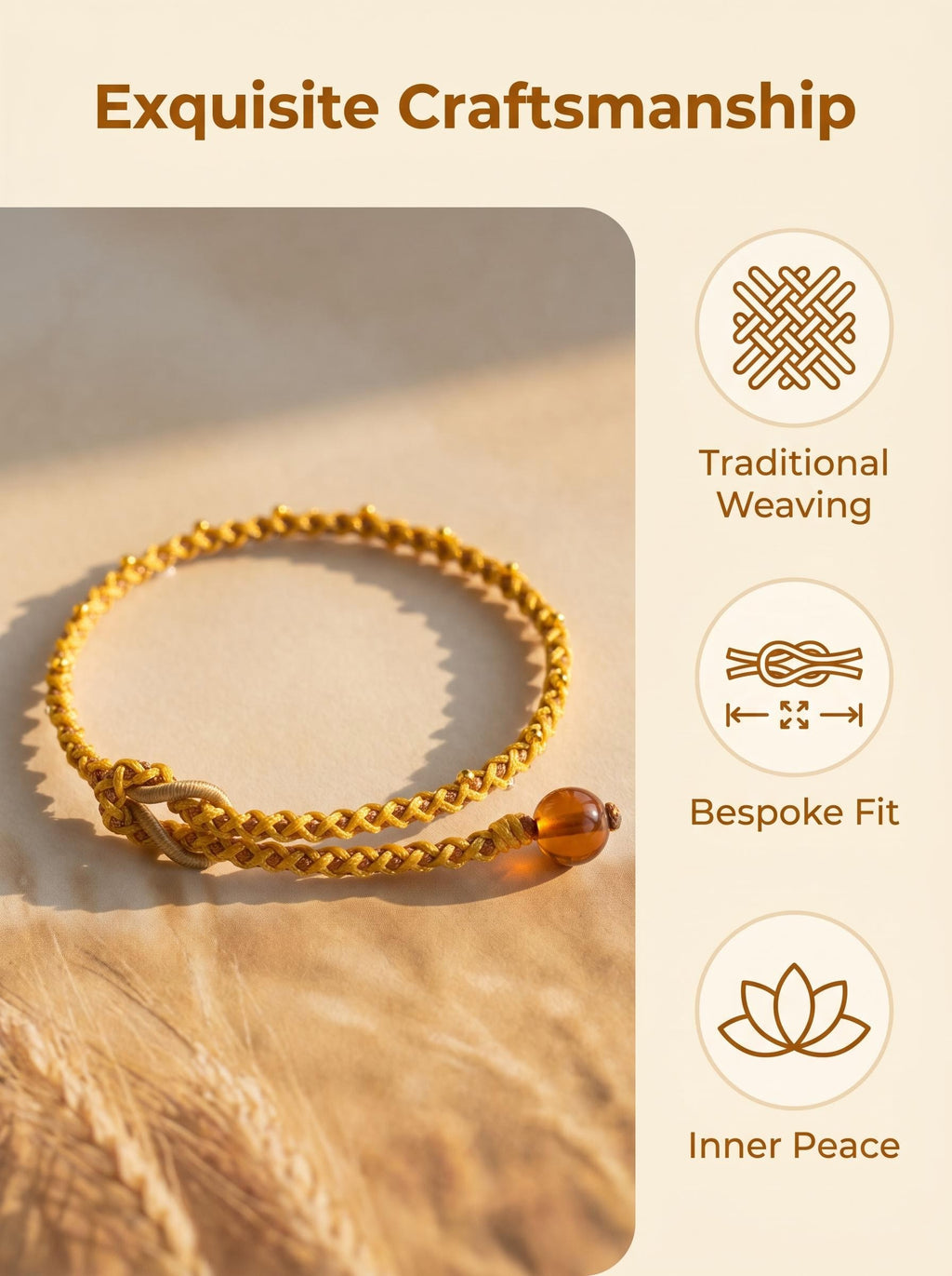 ORIENTAL VIBE | Grain Buds"Lesser Fullness" Handcrafted Dragon Scale Bracelet Embedded with Delicate Gold & Silver Beads, Amber-Textured Bead Accent, Adjustable