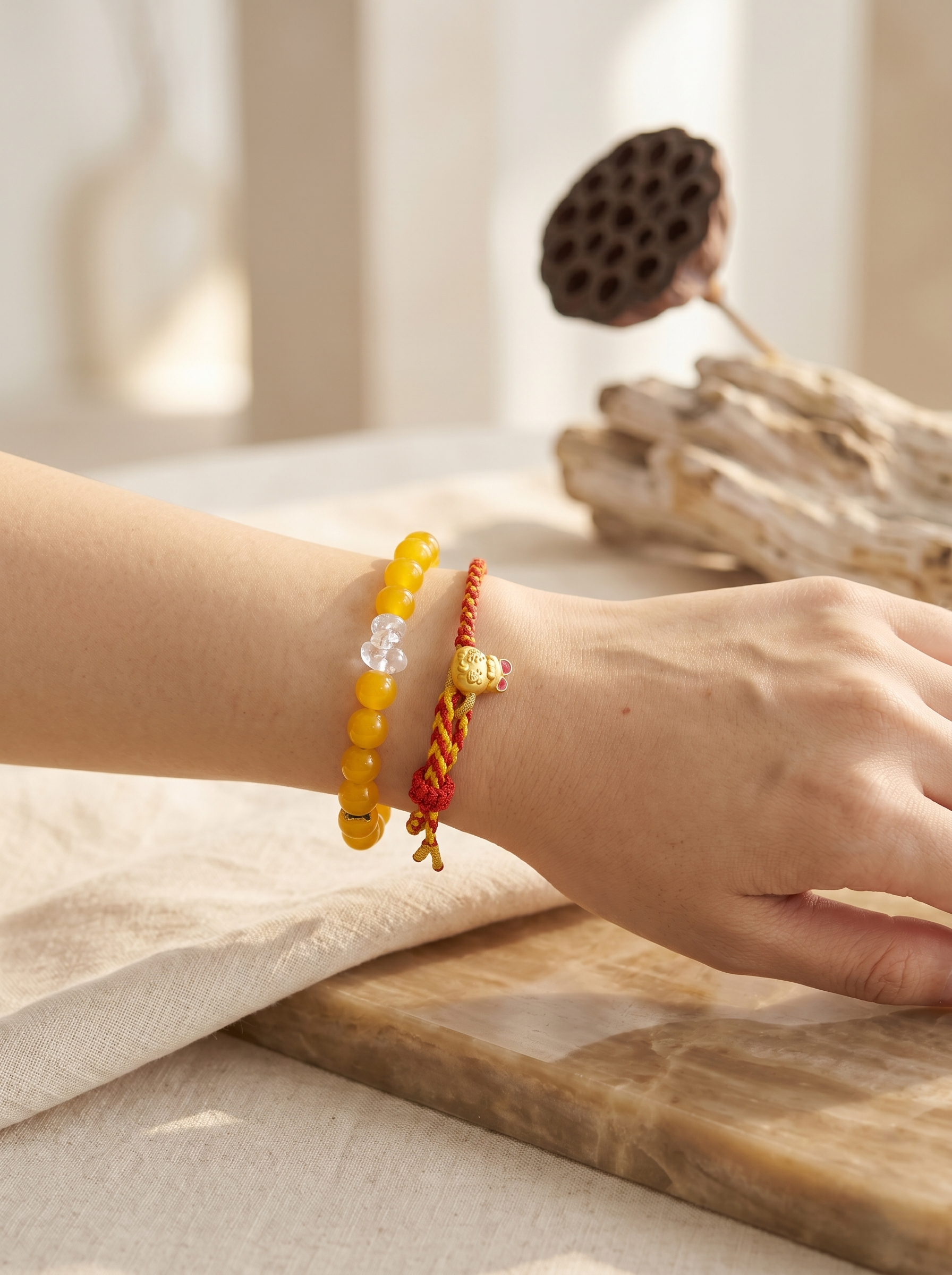 ORIENTAL VIBE | Great Heat Minimalist Gold Lucky Fortune Bag Handcrafted Dragon Scale Bracelet, Adjustable