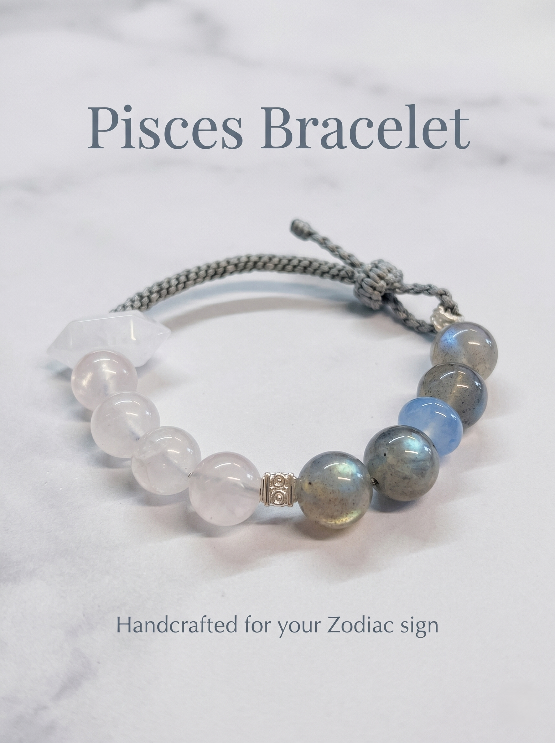 ORIENTAL VIBE Pisces Energy Woven Bracelet - Multi-Crystal Spiritual Gift to Awaken Inner Healing Power