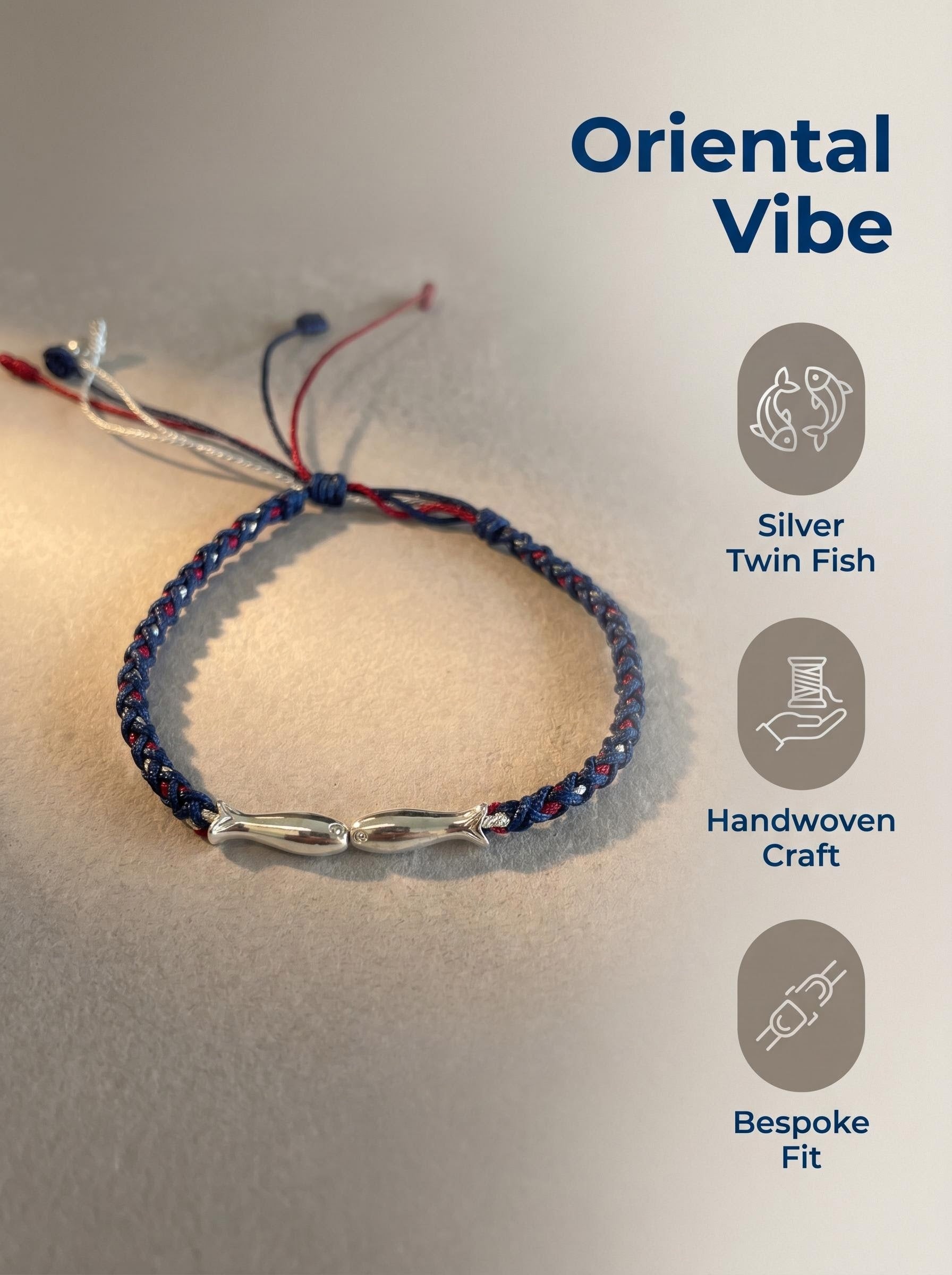 ORIENTAL VIBE | Winter Solstice Handcrafted Dragon Scale Bracelet with Two Lively Silver-Toned Fish Charms, Highly Inclusive Multi-Color Adjustable Drawstring