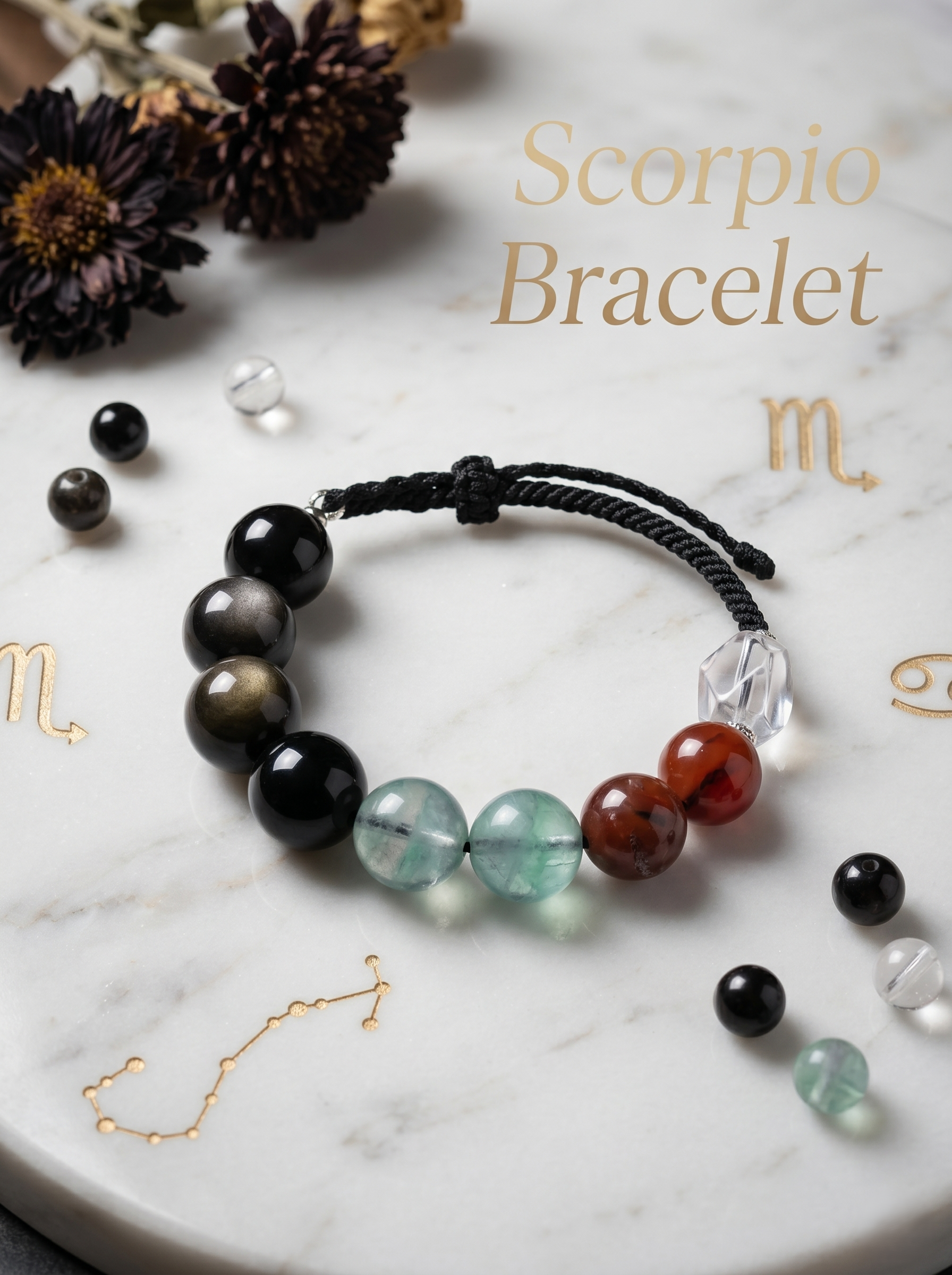 ORIENTAL VIBE | Scorpio Crystal Energy Bracelet – Handcrafted Braided Rope with Multi-Crystal Power for Strength & Mystic Protection