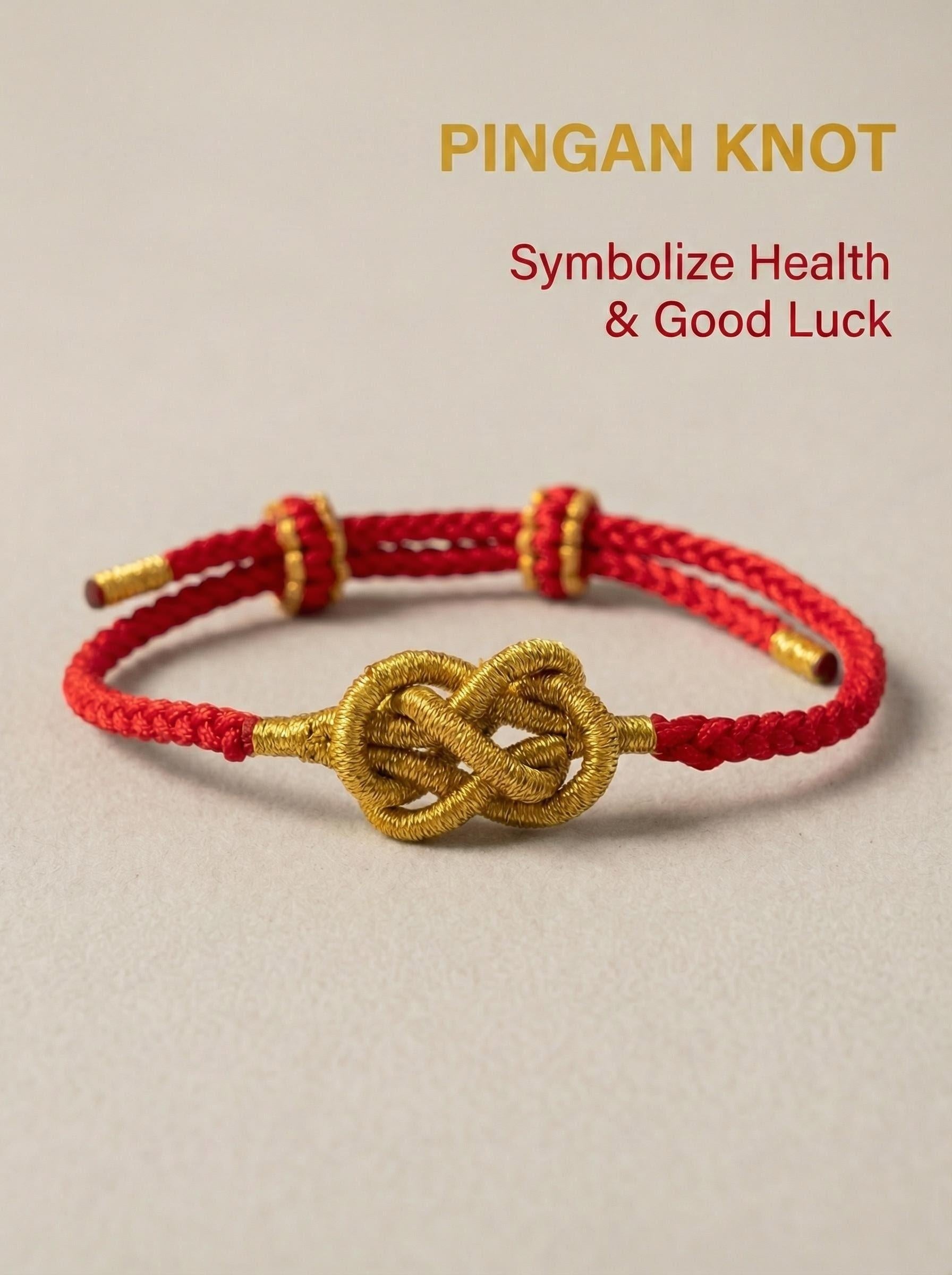 ORIENTAL VIBE Handcrafted "Ping An" Knot Bracelet - Eternal Peace & Wellness, Women's Red String Jewelry