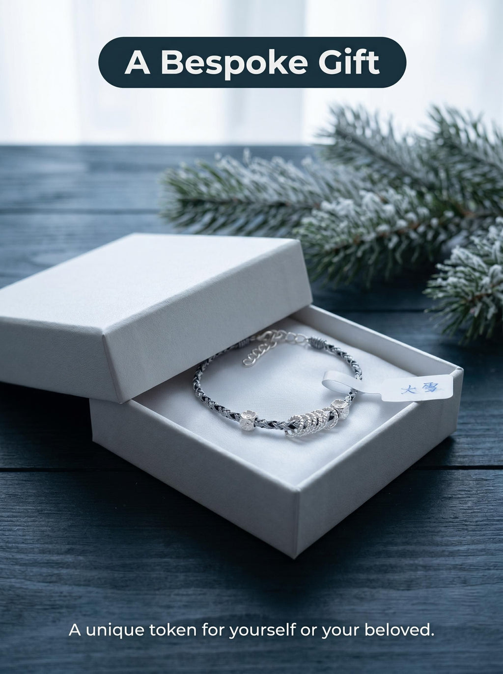 ORIENTAL VIBE | "Heavy Snow" Hand-Woven Dragon Scale Bracelet, Featuring Silvery Rings & Relief-Sculpted Blossom, with a Sleek Metallic Clasp