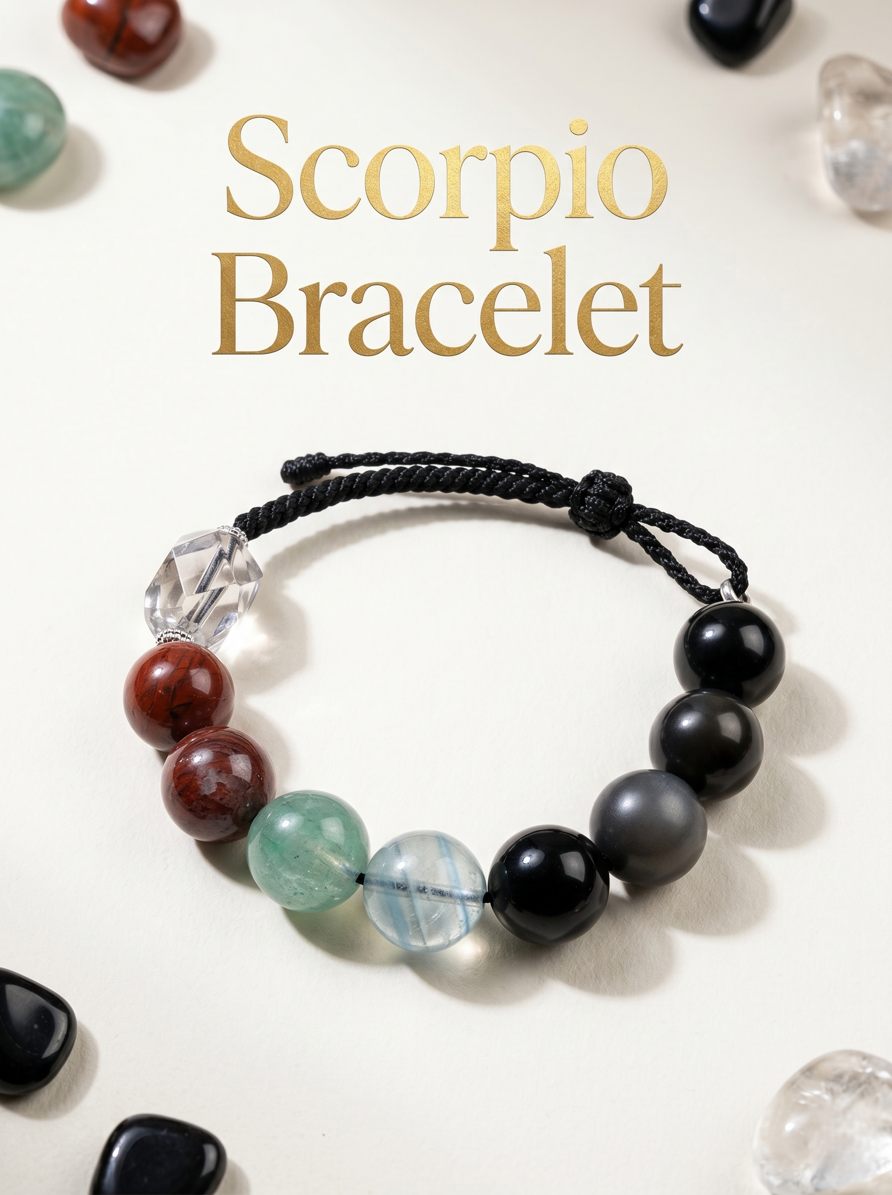 ORIENTAL VIBE | Scorpio Crystal Energy Bracelet – Handcrafted Braided Rope with Multi-Crystal Power for Strength & Mystic Protection