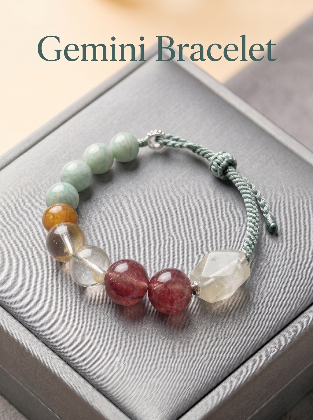 ORIENTAL VIBE Gemini Zodiac Crystal Energy Bracelet - Hand-Woven Healing Bracelet for Balance & Creativity