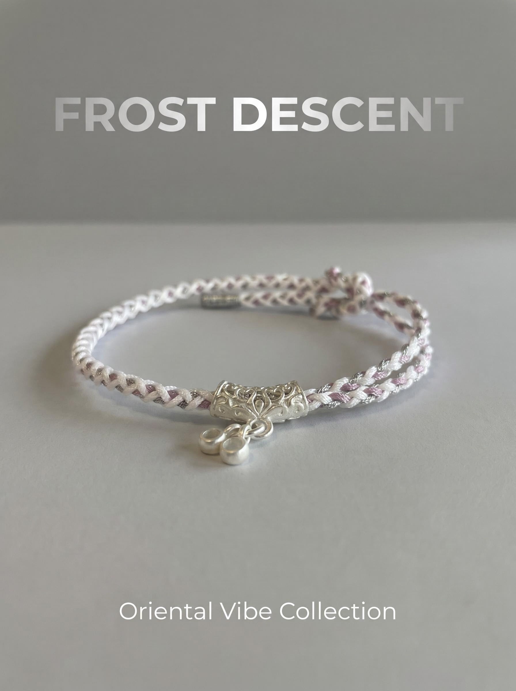 ORIENTAL VIBE | Frost's Descent Handcrafted Dragon Scale Bracelet with Silver-Toned Hollow Ornament, Adjustable