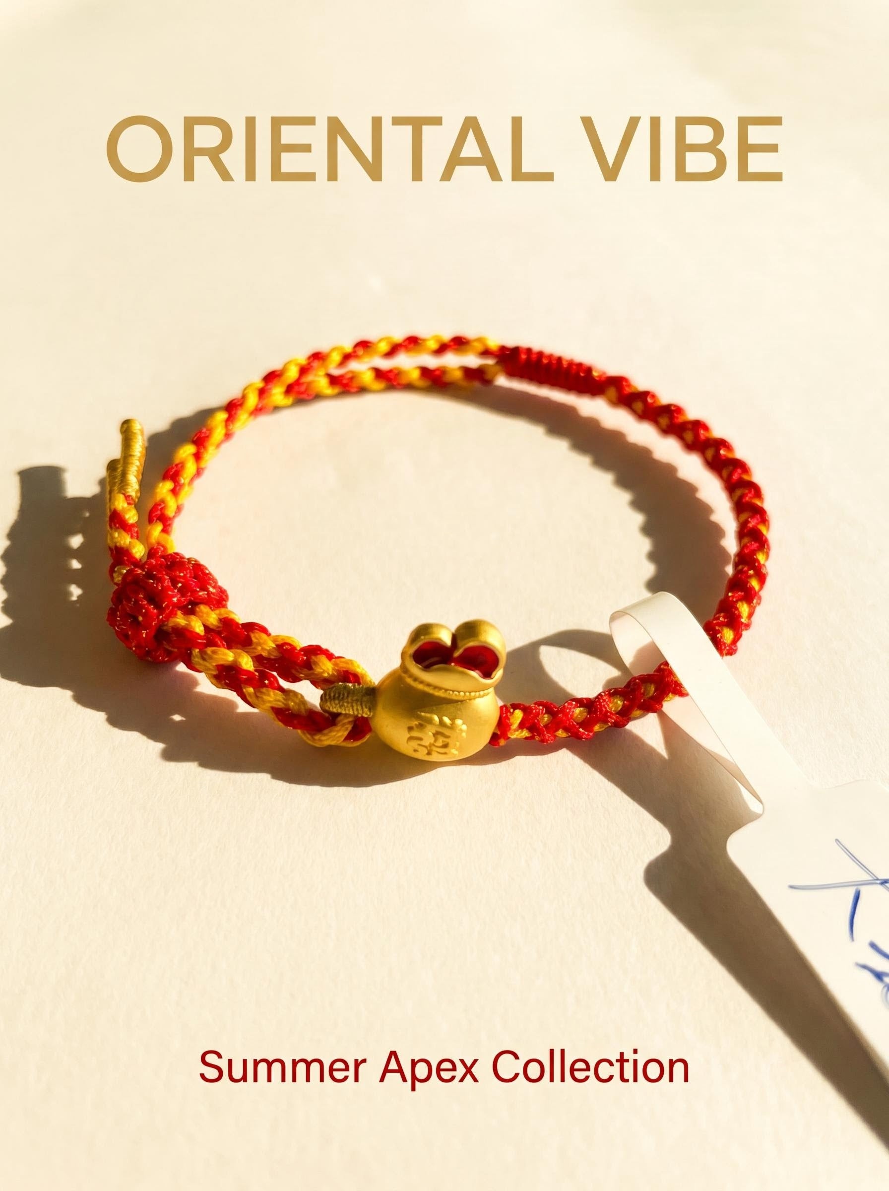 ORIENTAL VIBE | Great Heat Minimalist Gold Lucky Fortune Bag Handcrafted Dragon Scale Bracelet, Adjustable