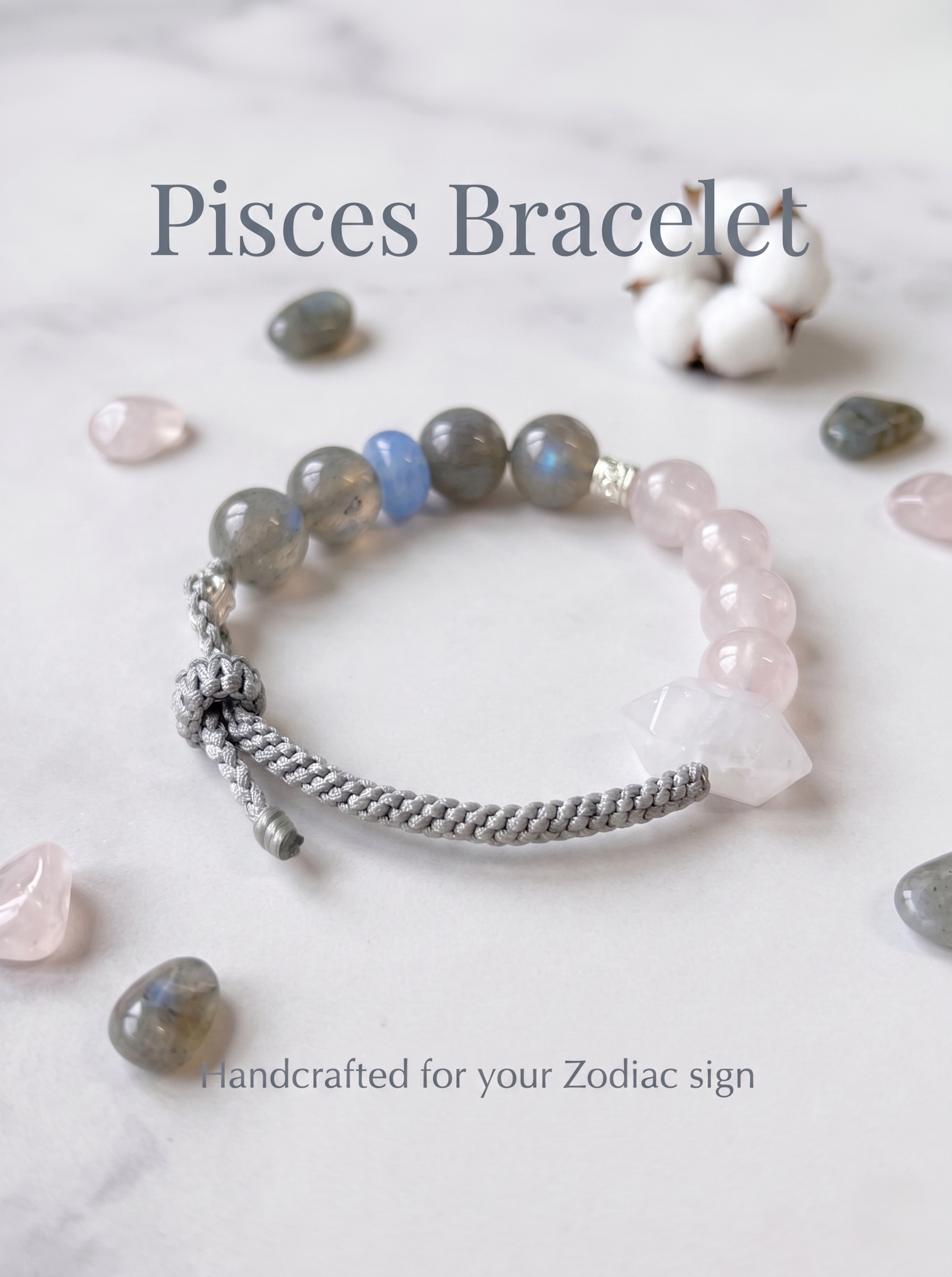 ORIENTAL VIBE Pisces Energy Woven Bracelet - Multi-Crystal Spiritual Gift to Awaken Inner Healing Power