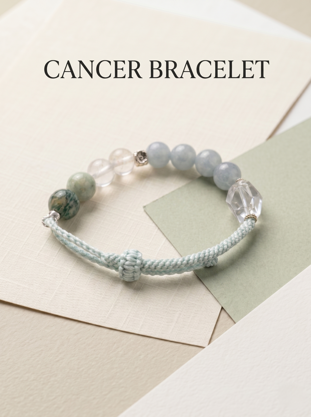 ORIENTAL VIBE Cancer Zodiac Crystal Energy Bracelet - Hand-Woven Spiritual Gift for Emotional Healing