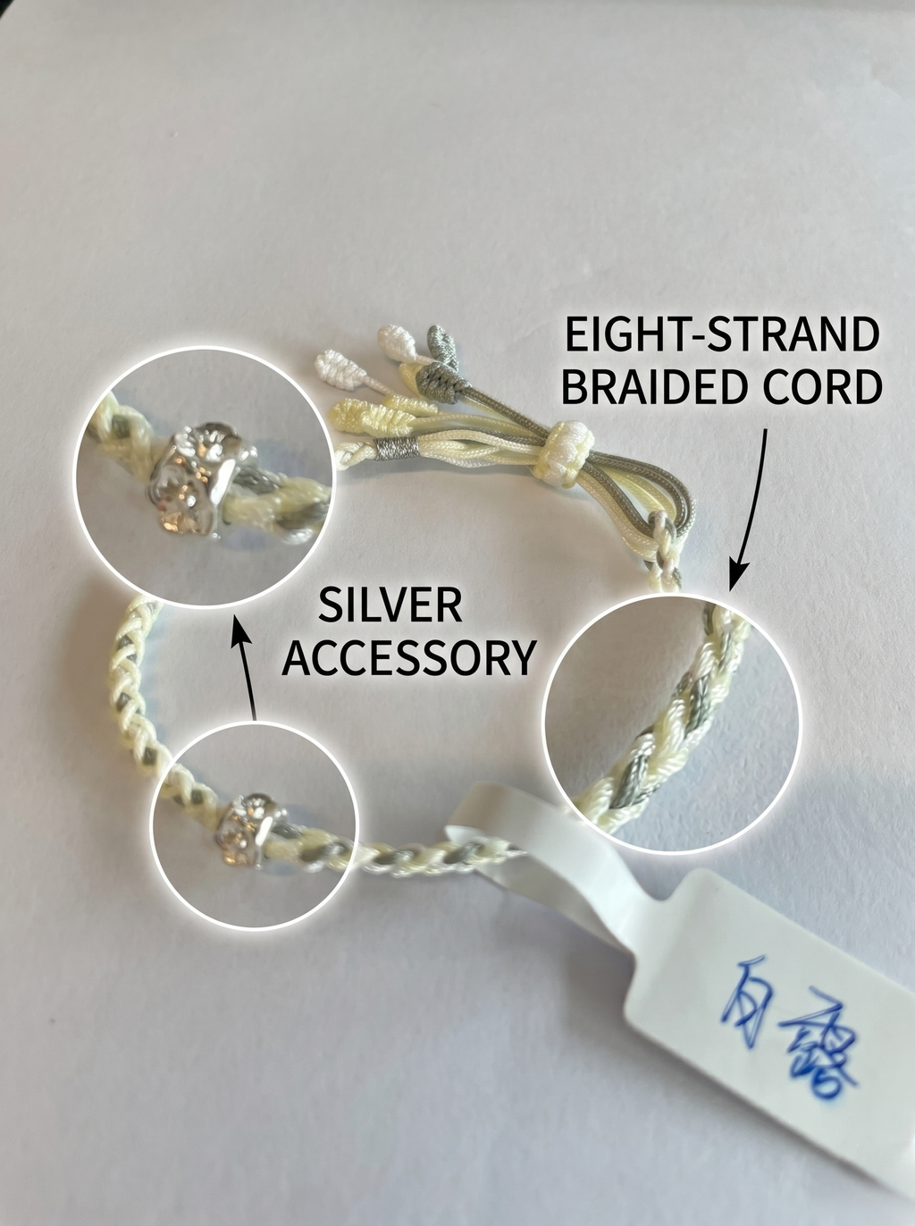 ORIENTAL VIBE | White Dew Handcrafted Dragon Scale Bracelet Inlaid with 3D Micro-Carved Silver Floral Motif, Finished with Four Silk Tassel Dewdrops, Adjustable