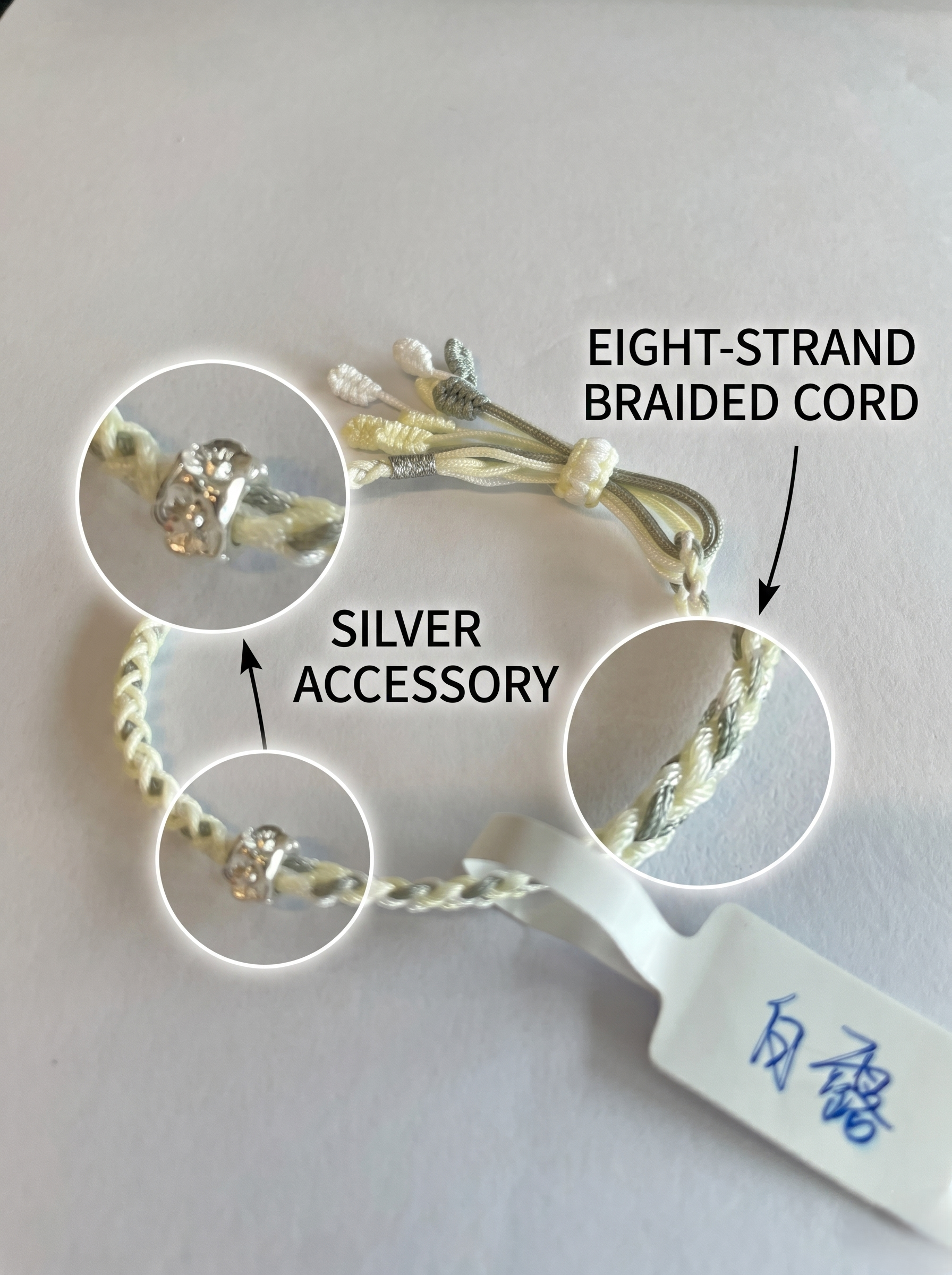 ORIENTAL VIBE | White Dew Handcrafted Dragon Scale Bracelet Inlaid with 3D Micro-Carved Silver Floral Motif, Finished with Four Silk Tassel Dewdrops, Adjustable