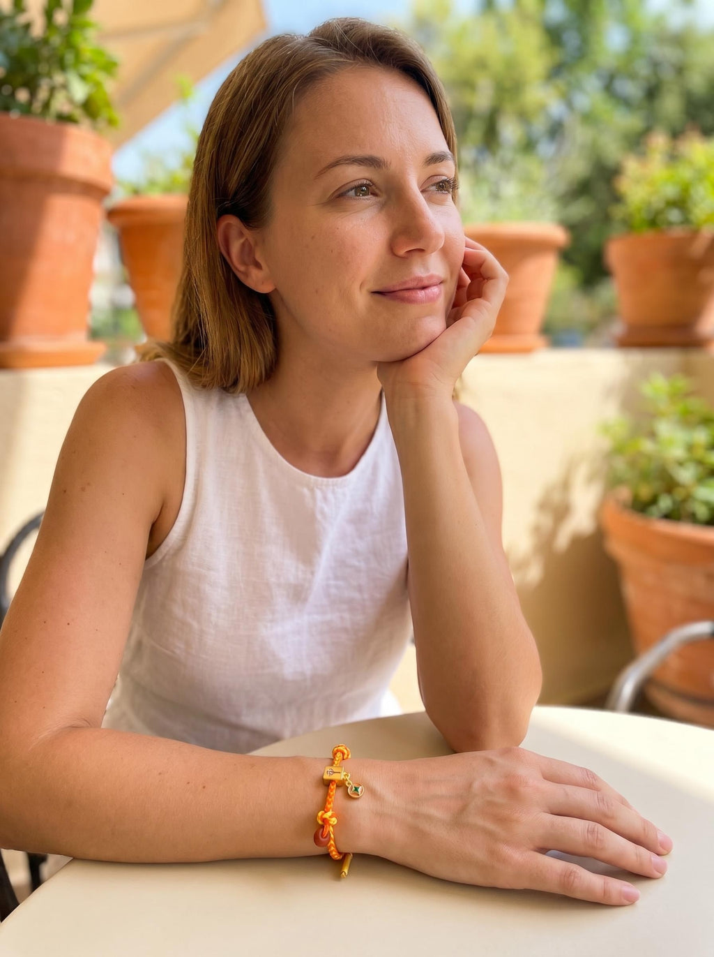ORIENTAL VIBE | "Summer Solstice" Hand-Woven Dragon Scale Bracelet, Featuring Guochao Mahjong "Chung" Element, Lustrous Vermilion Beads & Gold Wire Wrapping, Adjustable