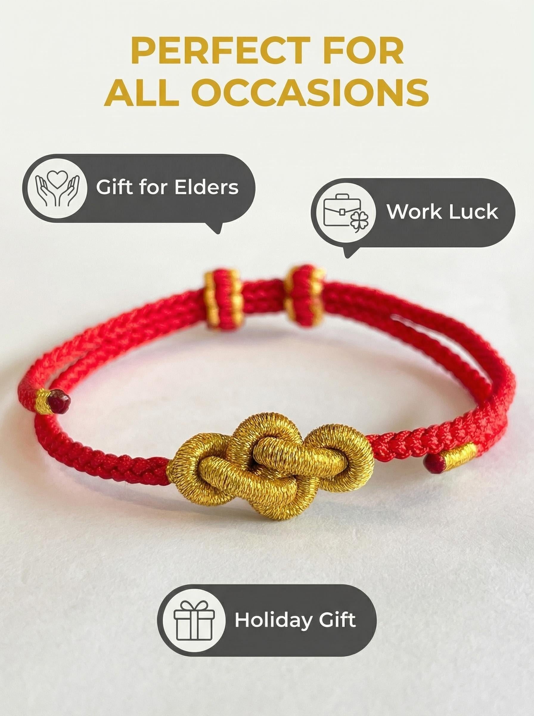 ORIENTAL VIBE: Hand-Woven "Ruyi" (Wish-Fulfillment) Red Cord Bracelet | Everything Goes Your Way