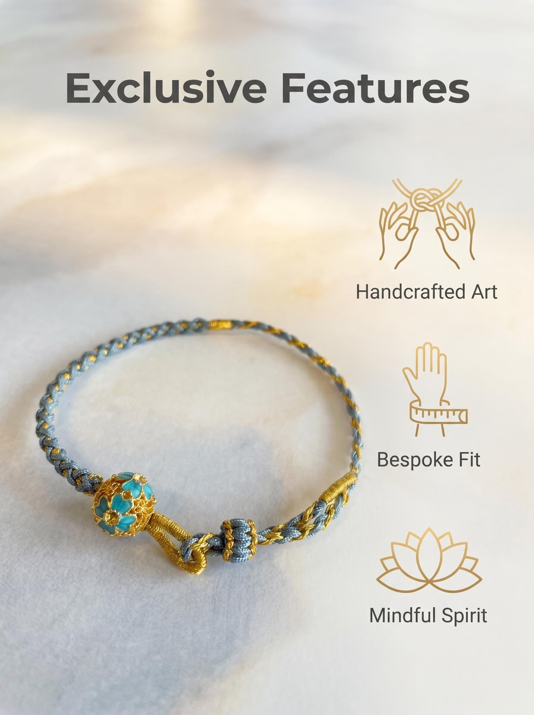 ORIENTAL VIBE | End of Heat Handcrafted Dragon Scale Bracelet with Gold Hollow Lucky Bead, Adjustable