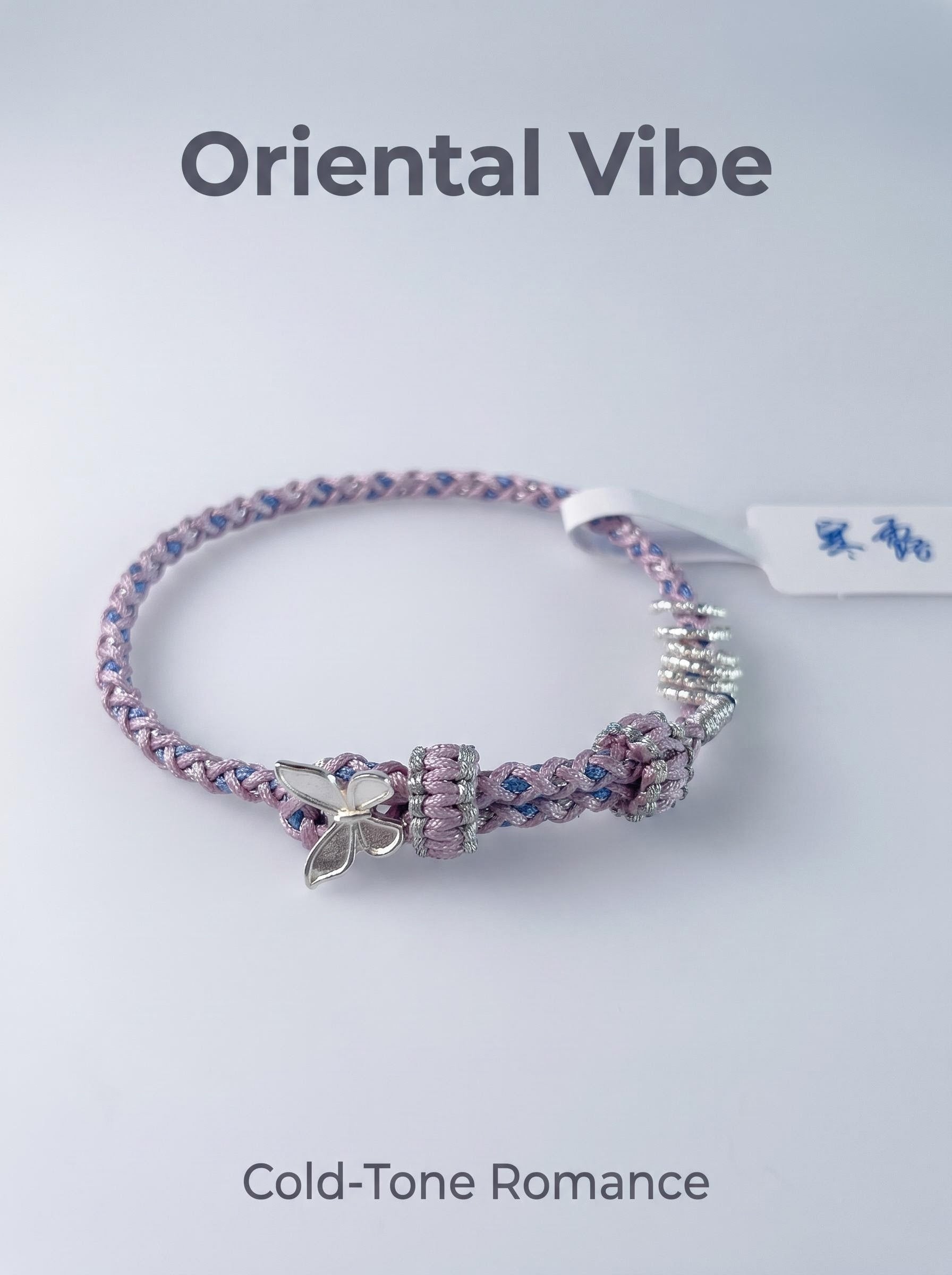 ORIENTAL VIBE | Cold Dew Handcrafted Dragon Scale Bracelet with Silver Metamorphosis Butterfly & Chilled Silver Rings, Layered Braided Buckle Details, Adjustable