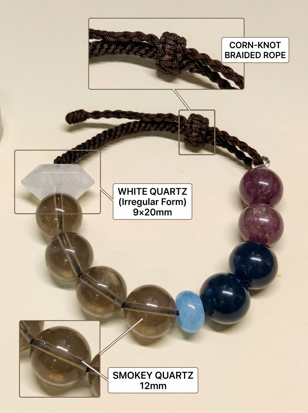 ORIENTAL VIBE | Capricorn Crystal Energy Bracelet – Handcrafted Braided Rope with Multi-Crystal Power to Awaken Resilience & Steadfast Protection