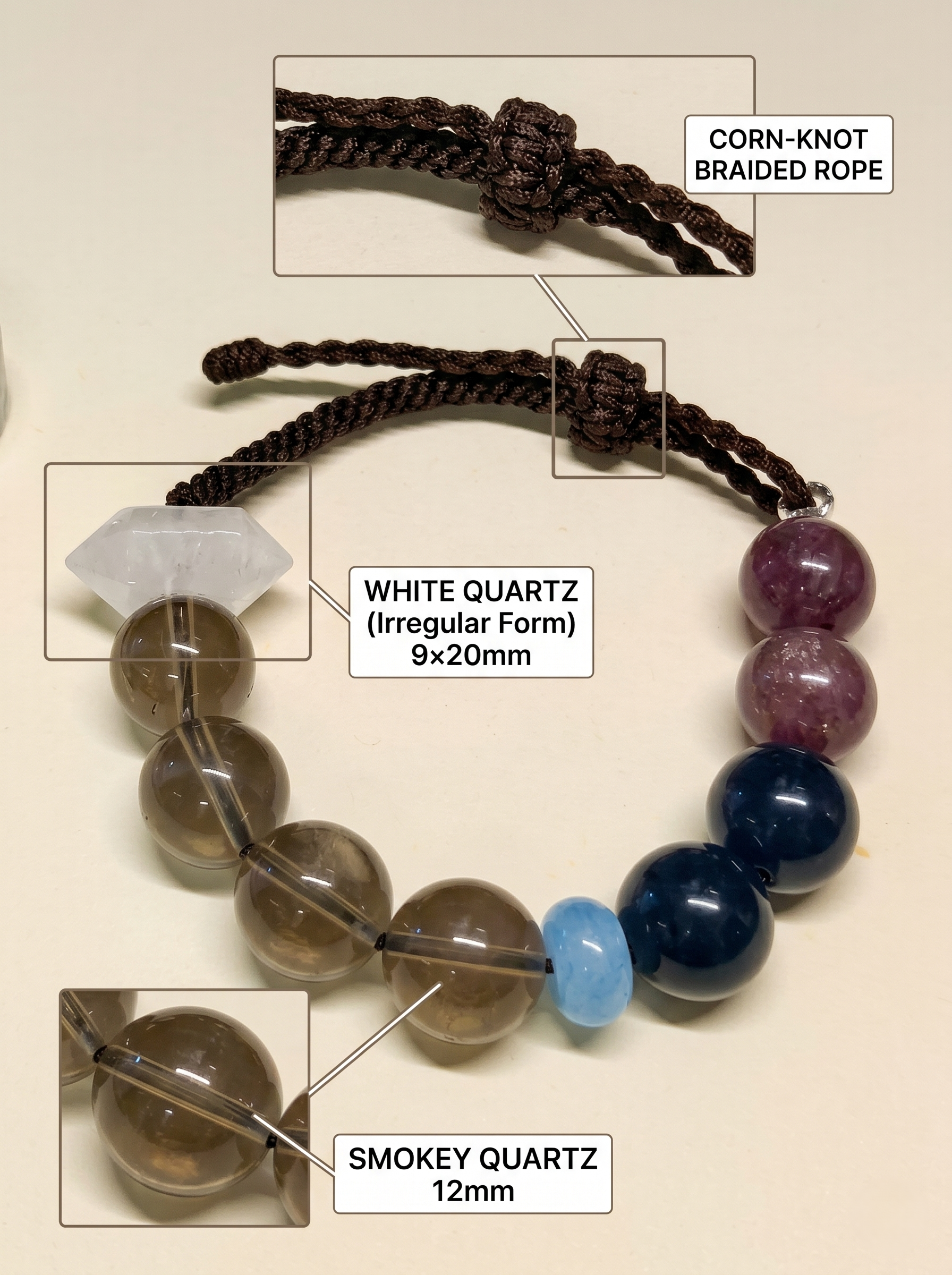 ORIENTAL VIBE | Capricorn Crystal Energy Bracelet – Handcrafted Braided Rope with Multi-Crystal Power to Awaken Resilience & Steadfast Protection