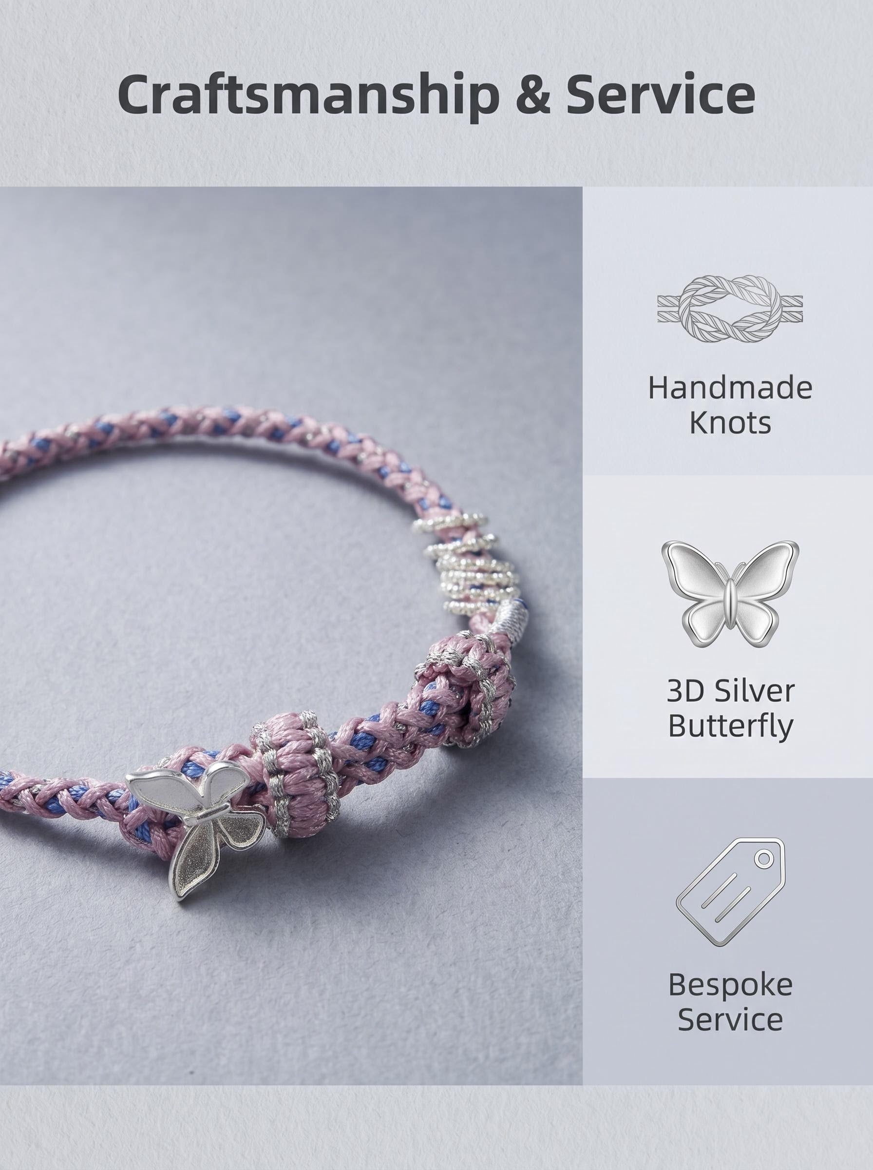 ORIENTAL VIBE | Cold Dew Handcrafted Dragon Scale Bracelet with Silver Metamorphosis Butterfly & Chilled Silver Rings, Layered Braided Buckle Details, Adjustable