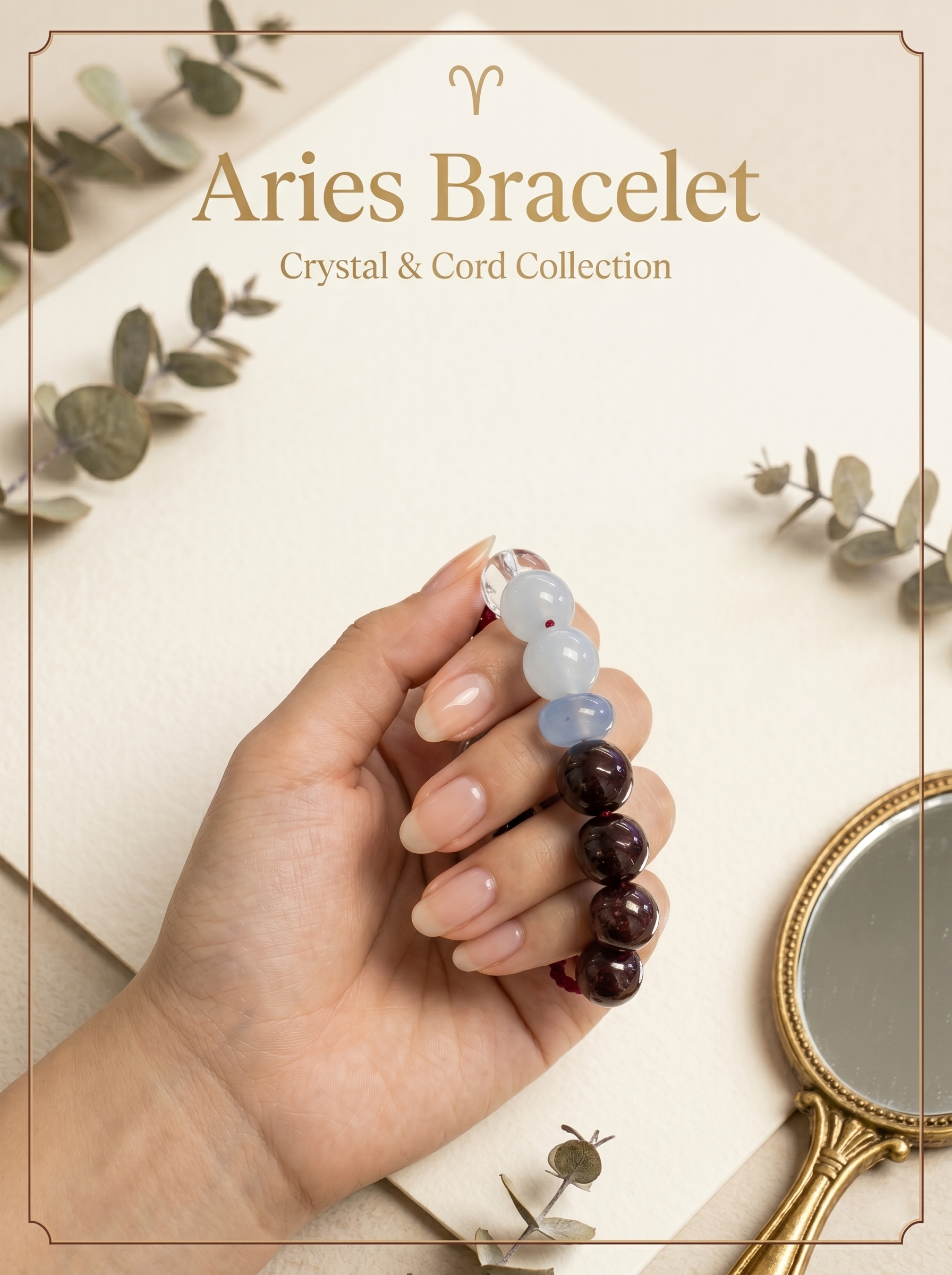 ORIENTAL VIBE Aries Zodiac Crystal Energy Bracelet - Hand-Woven Healing Bracelet for Courage & Action