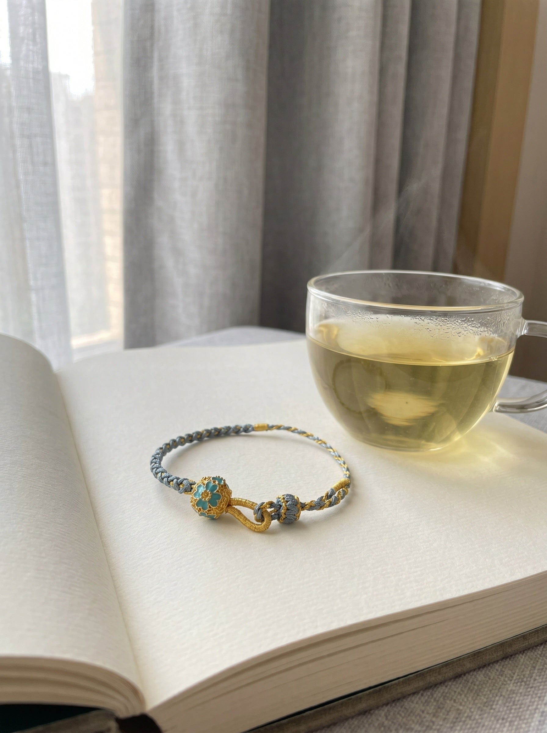 ORIENTAL VIBE | End of Heat Handcrafted Dragon Scale Bracelet with Gold Hollow Lucky Bead, Adjustable