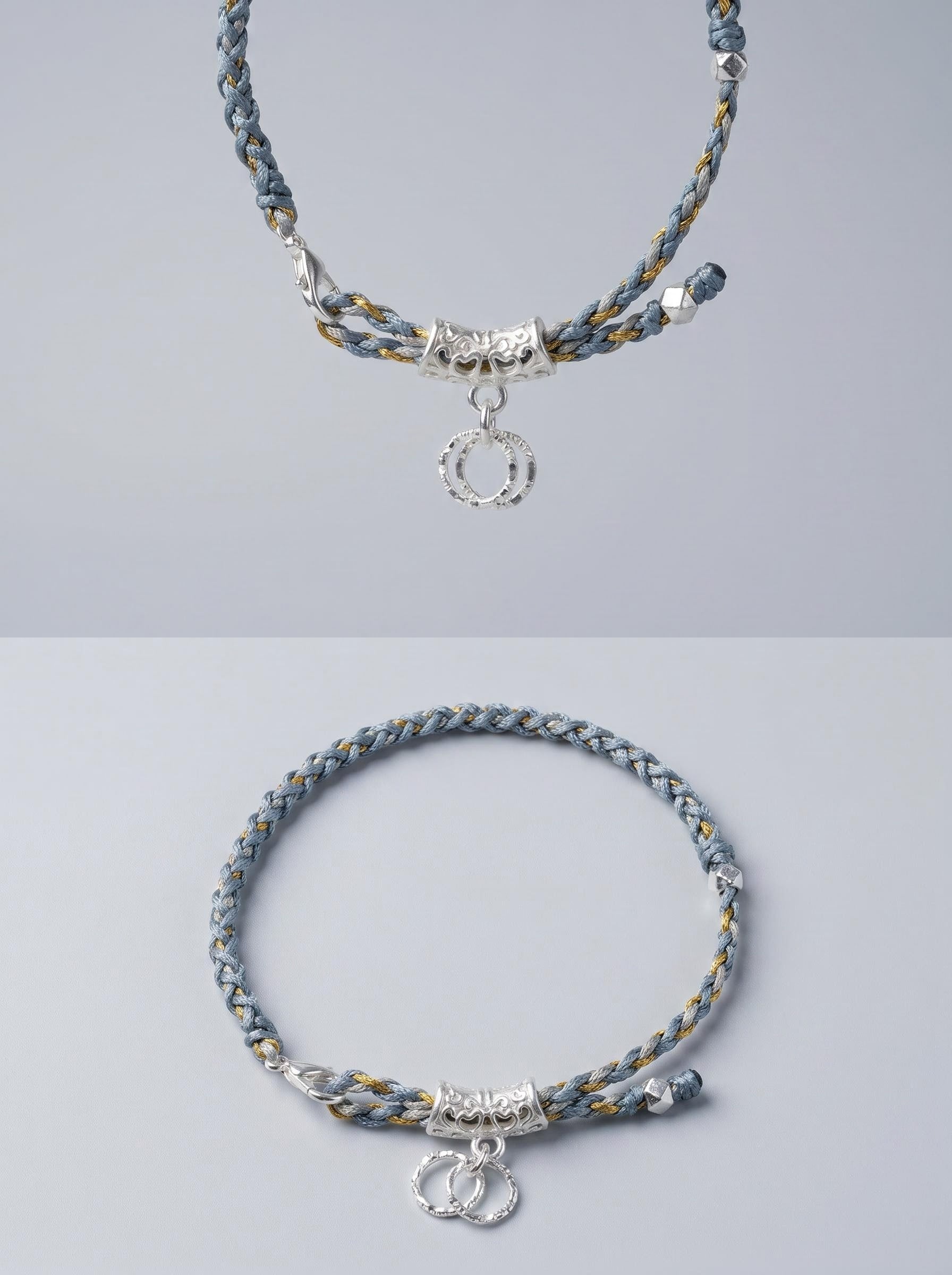 ORIENTAL VIBE | "Beginning of Winter" Hand-Woven Dragon Scale Bracelet, Featuring Filigree Silver Lucky Cloud Tube, Convertible