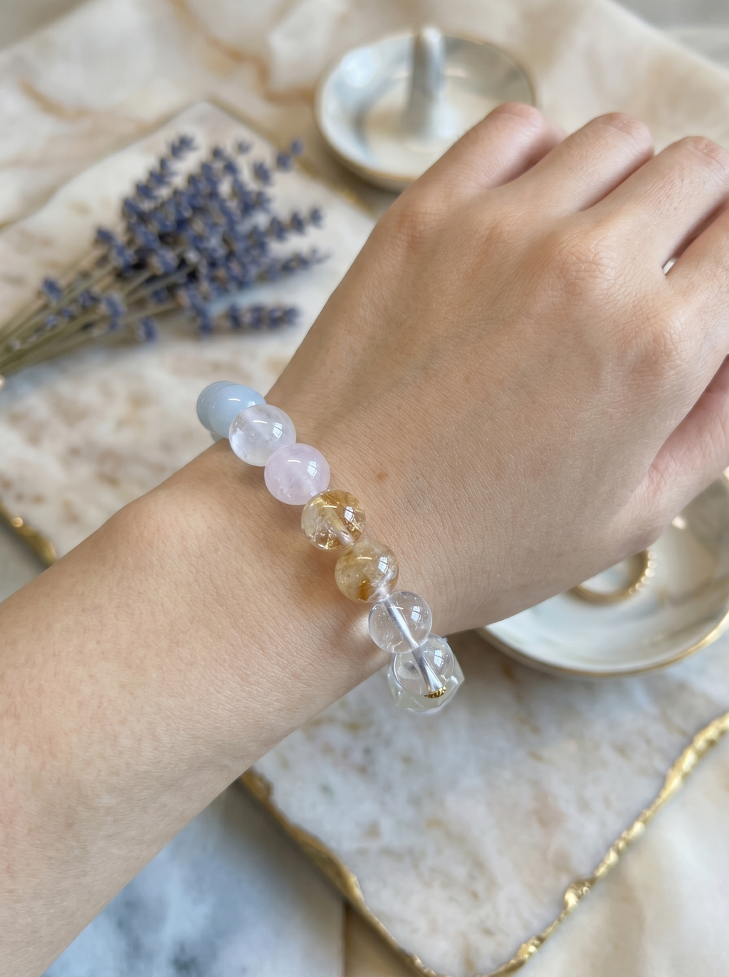 ORIENTAL VIBE Virgo Zodiac Crystal Energy Bracelet - Hand-Woven Citrine & Clear Quartz Bracelet for Clarity & Protection