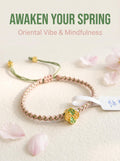 ORIENTAL VIBE | Awakening of Insects "The Spring of Awakening" Hand-Woven Dragon Scale Bracelet with Copper Coin & Clover Charms, Adjustable