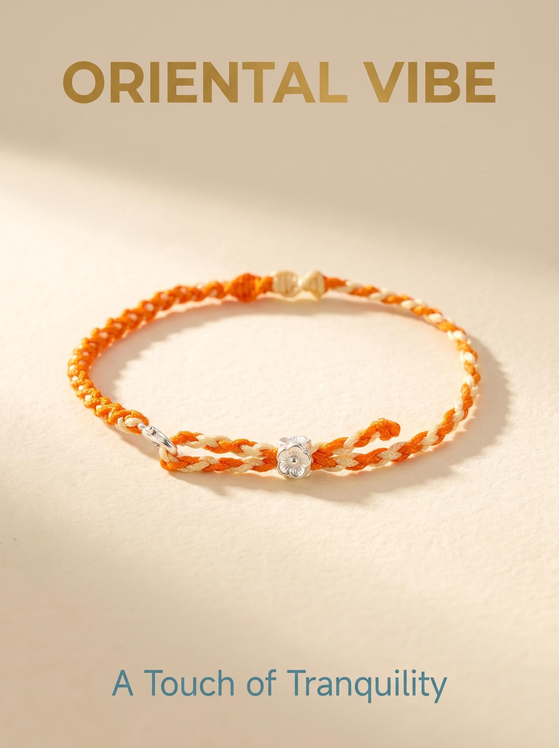 ORIENTAL VIBE | Autumn Equinox Handcrafted Dragon Scale Bracelet with Silver Floral Ornament, Adjustable