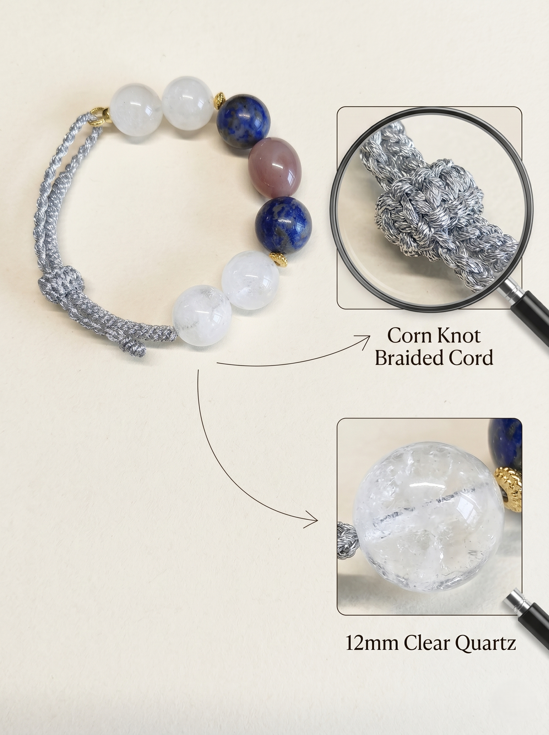 ORIENTAL VIBE Libra Zodiac Crystal Energy Bracelet - Hand-Woven Lapis Lazuli & Clear Quartz Bracelet for Balance & Harmony