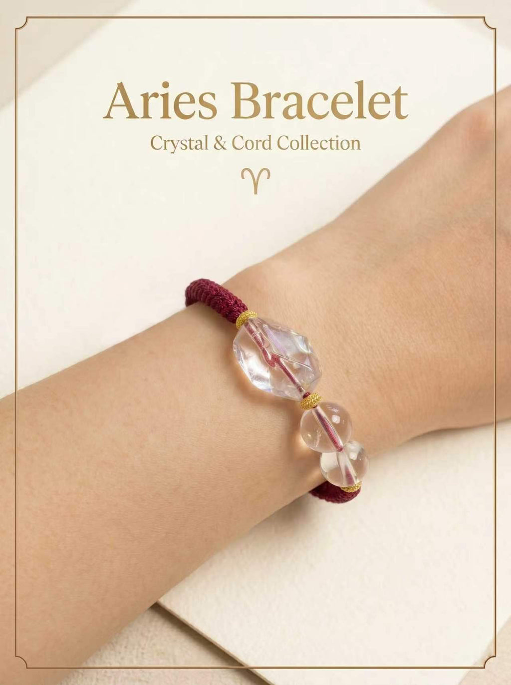 ORIENTAL VIBE Aries Zodiac Crystal Energy Bracelet - Hand-Woven Healing Bracelet for Courage & Action