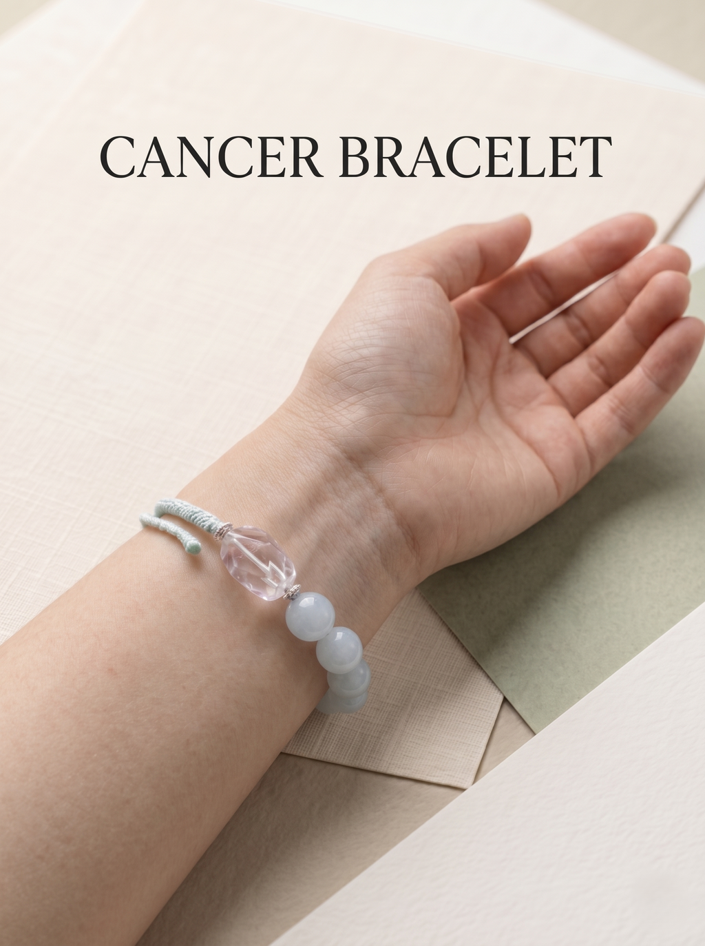 ORIENTAL VIBE Cancer Zodiac Crystal Energy Bracelet - Hand-Woven Spiritual Gift for Emotional Healing