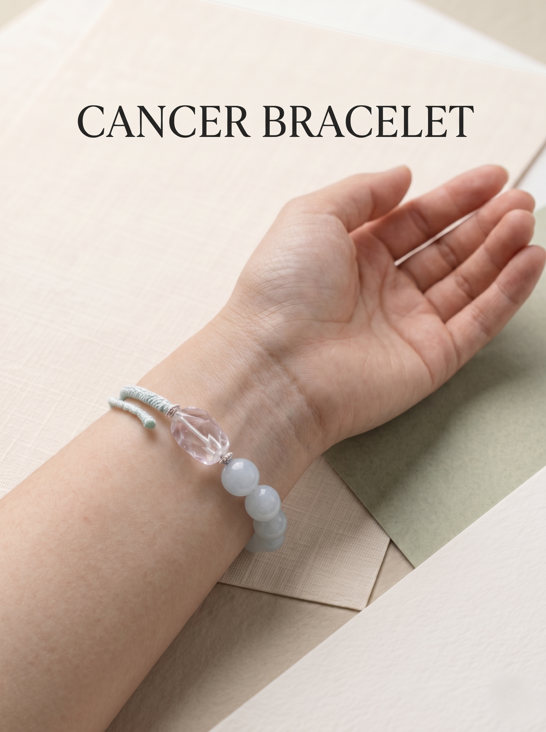 ORIENTAL VIBE Cancer Zodiac Crystal Energy Bracelet - Hand-Woven Spiritual Gift for Emotional Healing