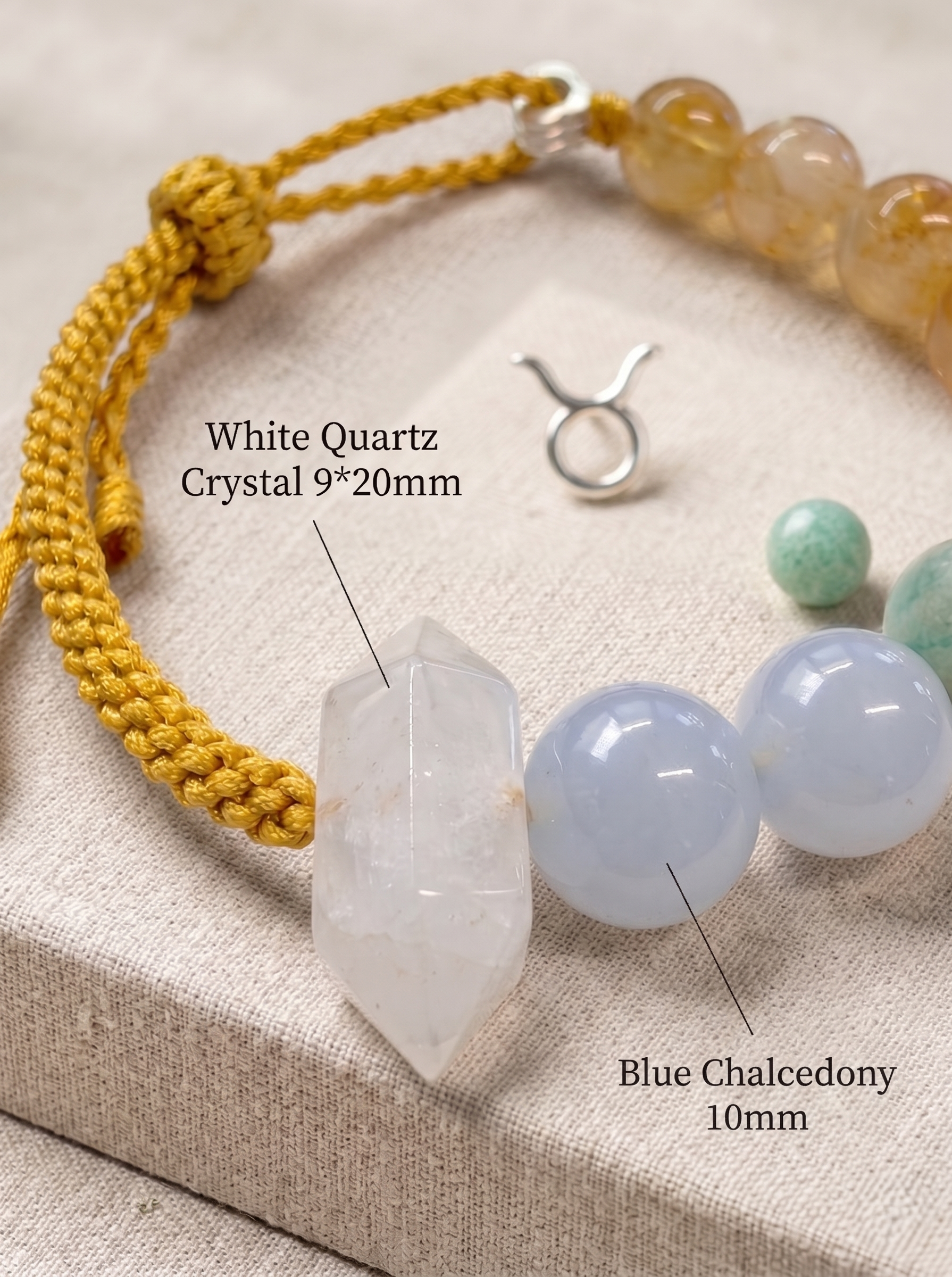 ORIENTAL VIBE Taurus Zodiac Crystal Energy Bracelet - Hand-Woven Citrine Bracelet for Wealth Manifestation & Grounding