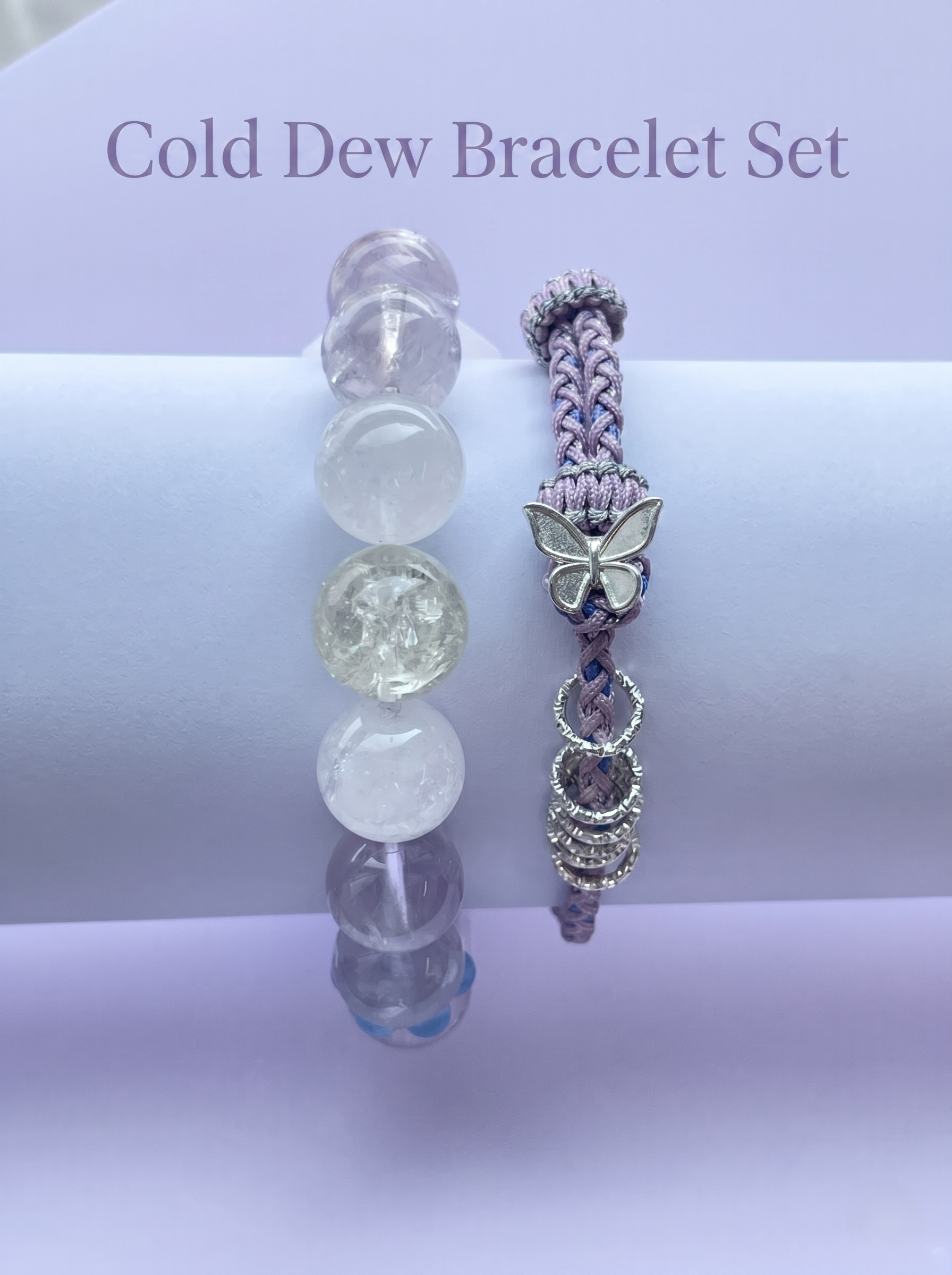 ORIENTAL VIBE | Cold Dew Handcrafted Dragon Scale Bracelet with Silver Metamorphosis Butterfly & Chilled Silver Rings, Layered Braided Buckle Details, Adjustable
