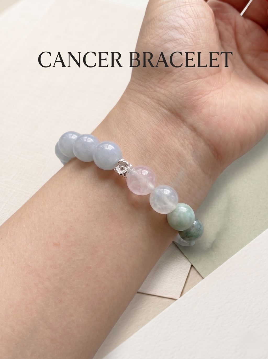 ORIENTAL VIBE Cancer Zodiac Crystal Energy Bracelet - Hand-Woven Spiritual Gift for Emotional Healing