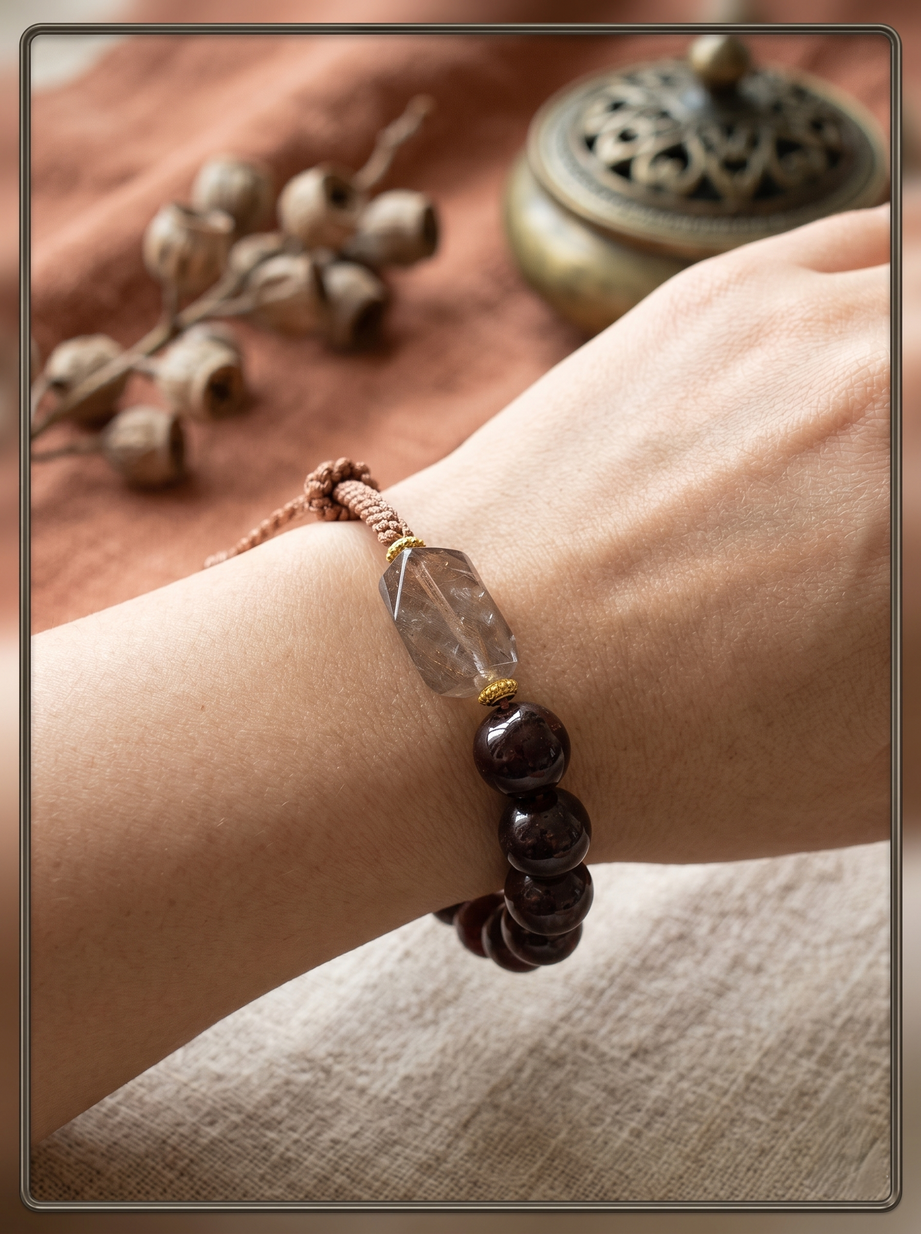 ORIENTAL VIBE | Sagittarius Crystal Energy Bracelet – Handcrafted Tiger’s Eye & Clear Quartz Guardian Cord for Good Luck & Freedom