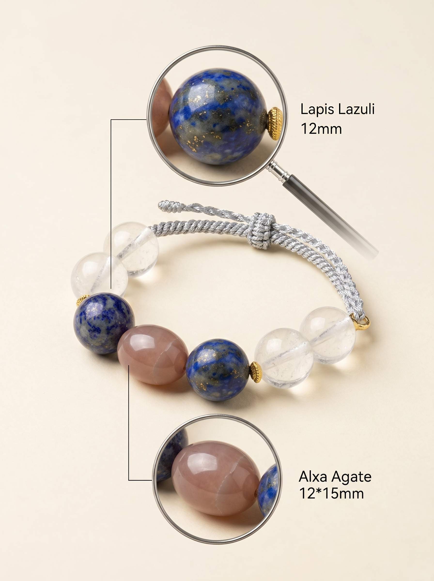 ORIENTAL VIBE Libra Zodiac Crystal Energy Bracelet - Hand-Woven Lapis Lazuli & Clear Quartz Bracelet for Balance & Harmony