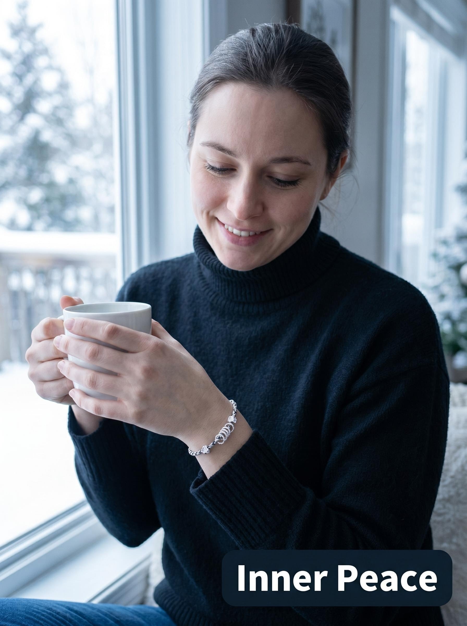 ORIENTAL VIBE | "Heavy Snow" Hand-Woven Dragon Scale Bracelet, Featuring Silvery Rings & Relief-Sculpted Blossom, with a Sleek Metallic Clasp