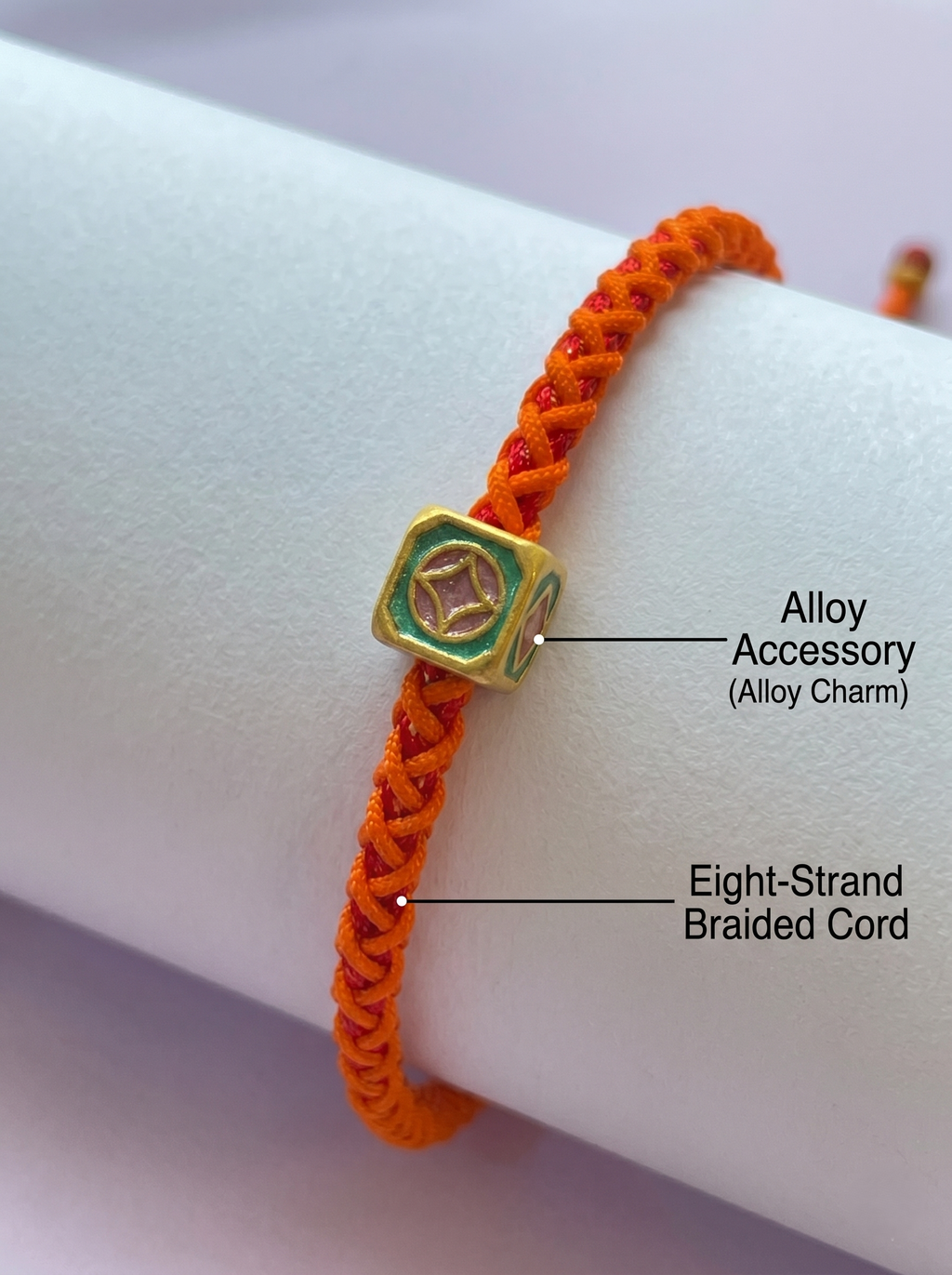 ORIENTAL VIBE | Slight Heat Handcrafted Dragon Scale Bracelet Inlaid with Hexahedron Ornament, Translucent Amber Tail Beads, Adjustable